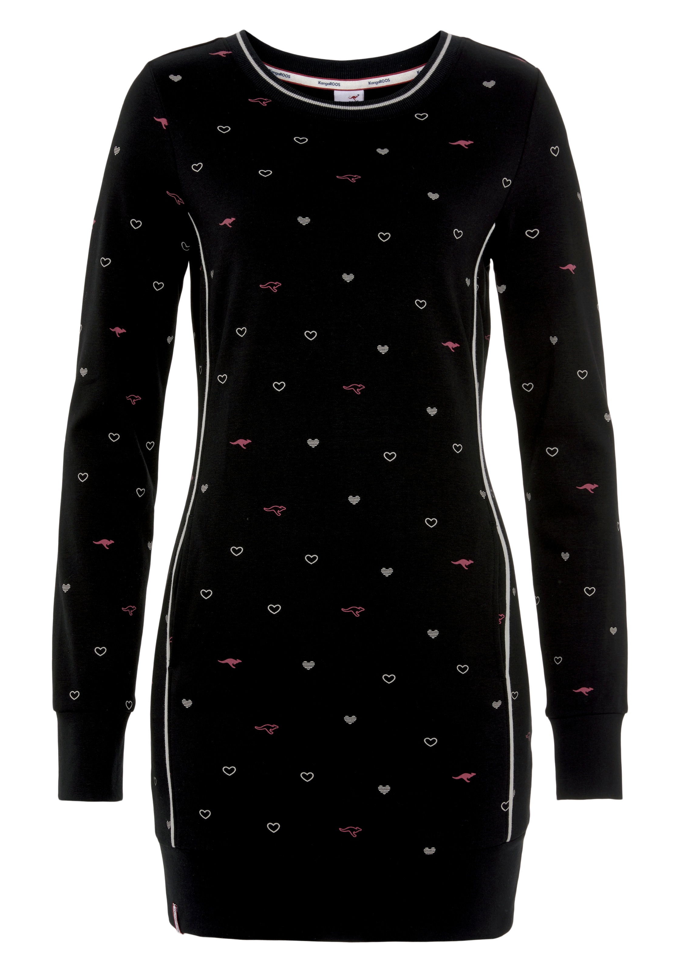 KangaROOS Sweater, Langarm, figurbetont, aus Interlock-Baumwolle, mit Nahttaschen