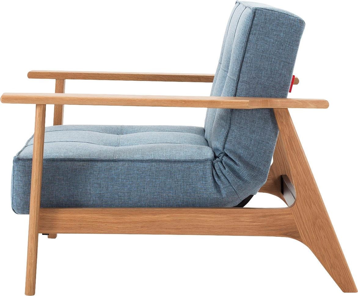 INNOVATION LIVING ™ Sessel »Splitback, Multifunktion, Loungesessel, Relaxstuhl, Fernsehsessel«, Relaxsessel mit verstellbarer Rückenlehne, Armlehne aus massiver Eiche