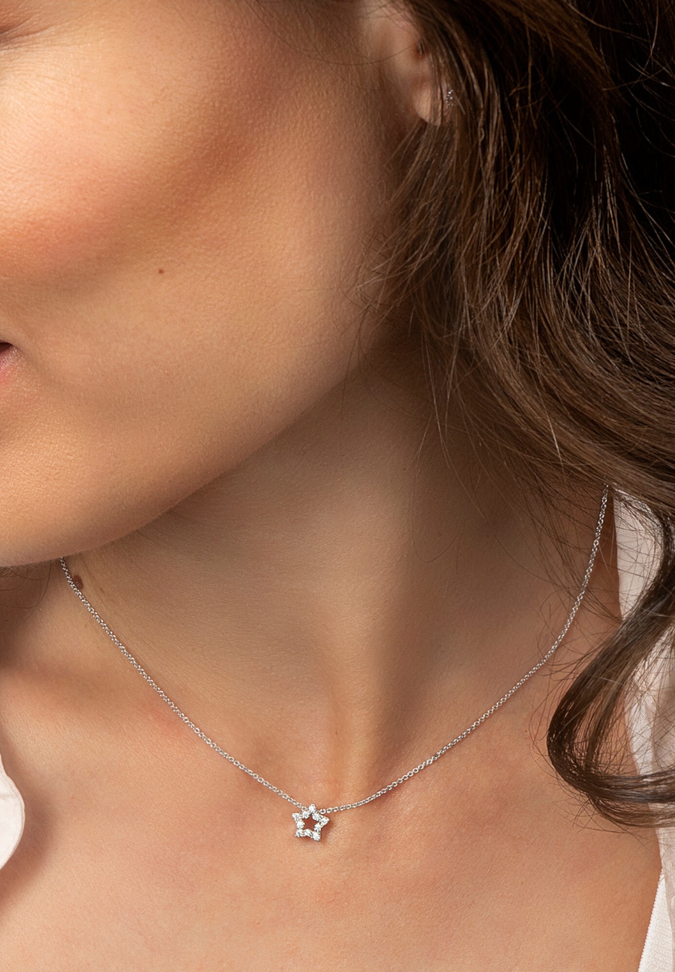 ONE ELEMENT Silberkette »Zirkonia Stern Halskette aus 925 Silber  45 cm«
