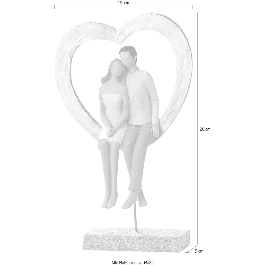 GILDE Dekofigur »Skulptur Liebespaar sitzend«, (1 St.), Dekoobjekt, Höhe 26 cm, handbemalt, mit Herz, romantisch, Wohnzimmer