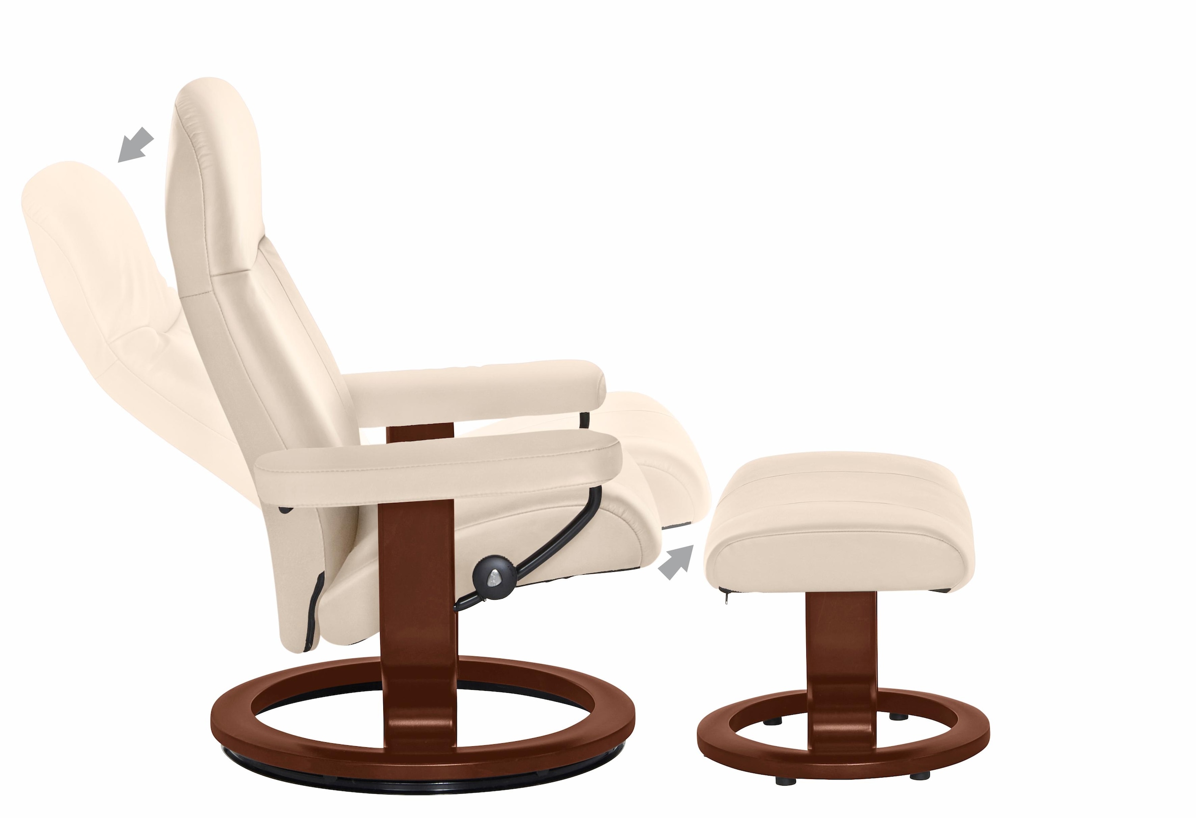 Stressless® Relaxsessel »Garda«, (Set, Relaxsessel mit Hocker), mit Hocker, mit Classic Base, Größe M, Gestell Braun