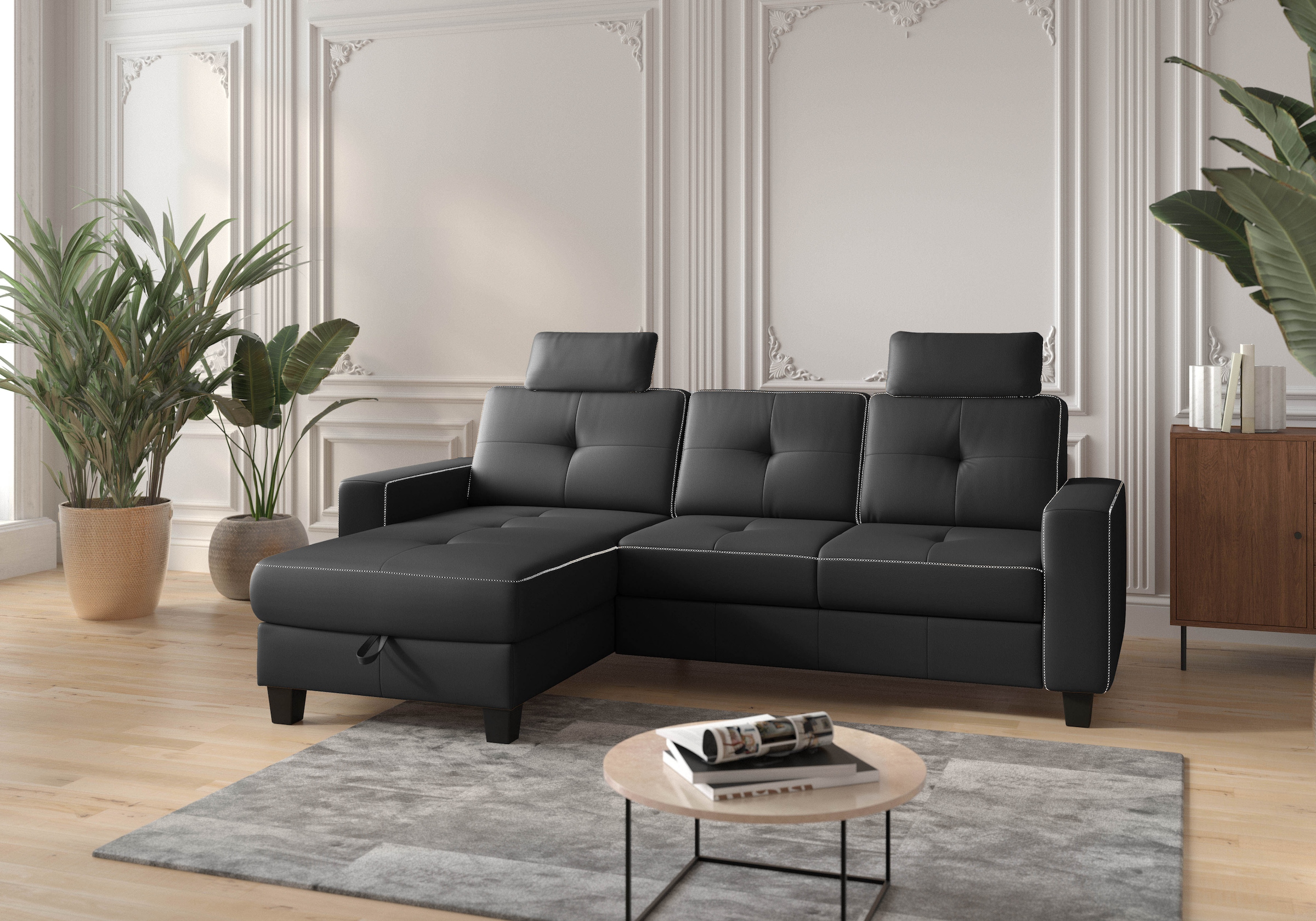 Places of Style Ecksofa »Varese«, wahlweise mit Bettfunktion und Bettkasten