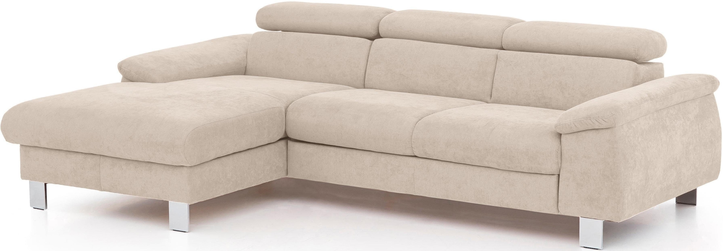 COTTA Ecksofa Komaris, Ecksofa, wahlweise mit RGB-LED-Beleuchtung und Bettfunktion/Bettkasten