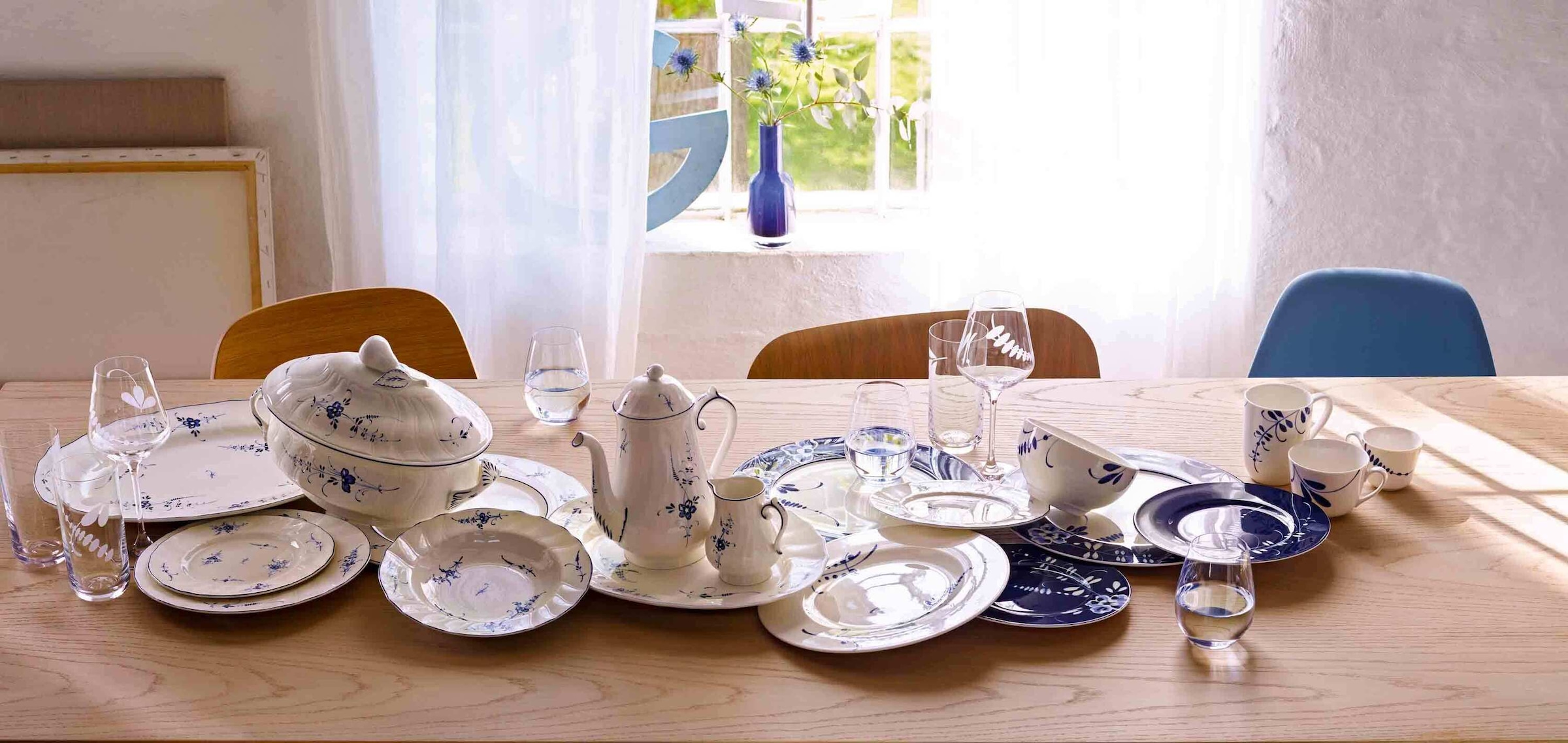 Villeroy & Boch Espressotasse »Espressotassen mit Untertassen Vieux Luxembourg 70 ml 6er Set weiß-blau« Spülmaschinengeeignet, Mikrowellengeeignet