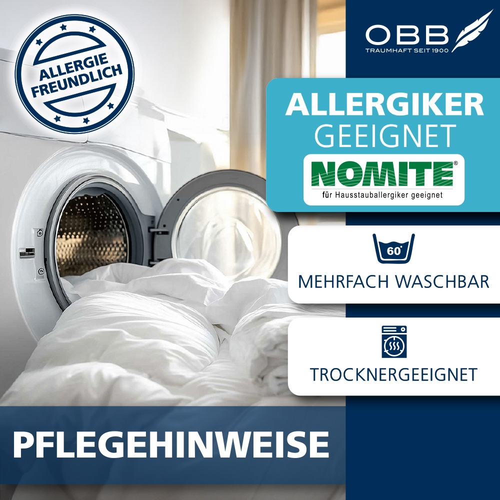 OBB Daunenbettdecke + Kopfkissen »Edition 125 Jahre, Bettendeckenset 2teilig, für Sommer oder Winter« Decke mit Kissen 135x200 oder 155x220 cm, Made in Germany