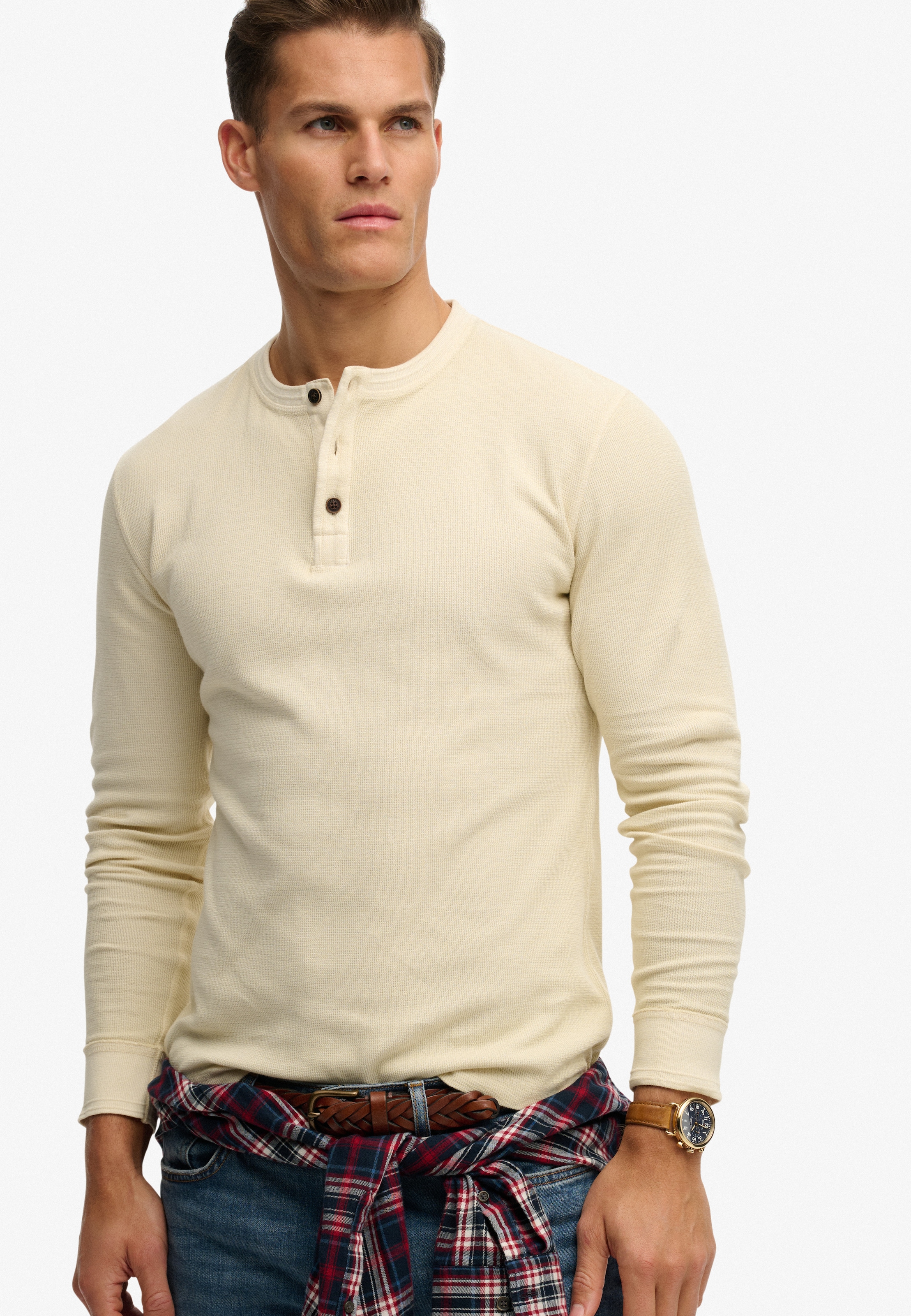 Superdry Langarmshirt »LW TEXTURED GRANDAD TOP«
