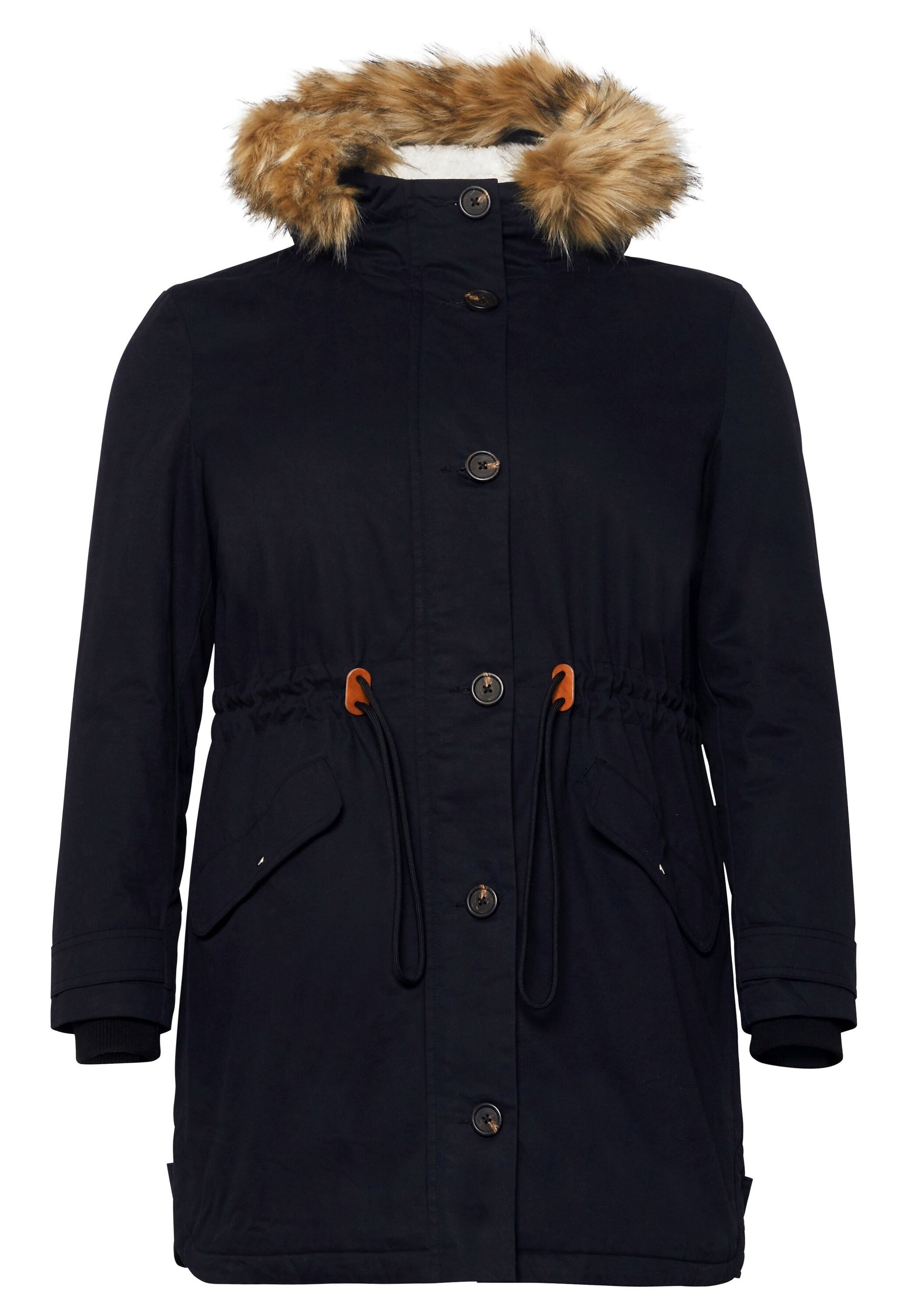 Sheego Parka »Parka aus Baumwolle, mit Teddyfutter«, mit Kapuze, aus Baumwolle, mit Teddyfutter