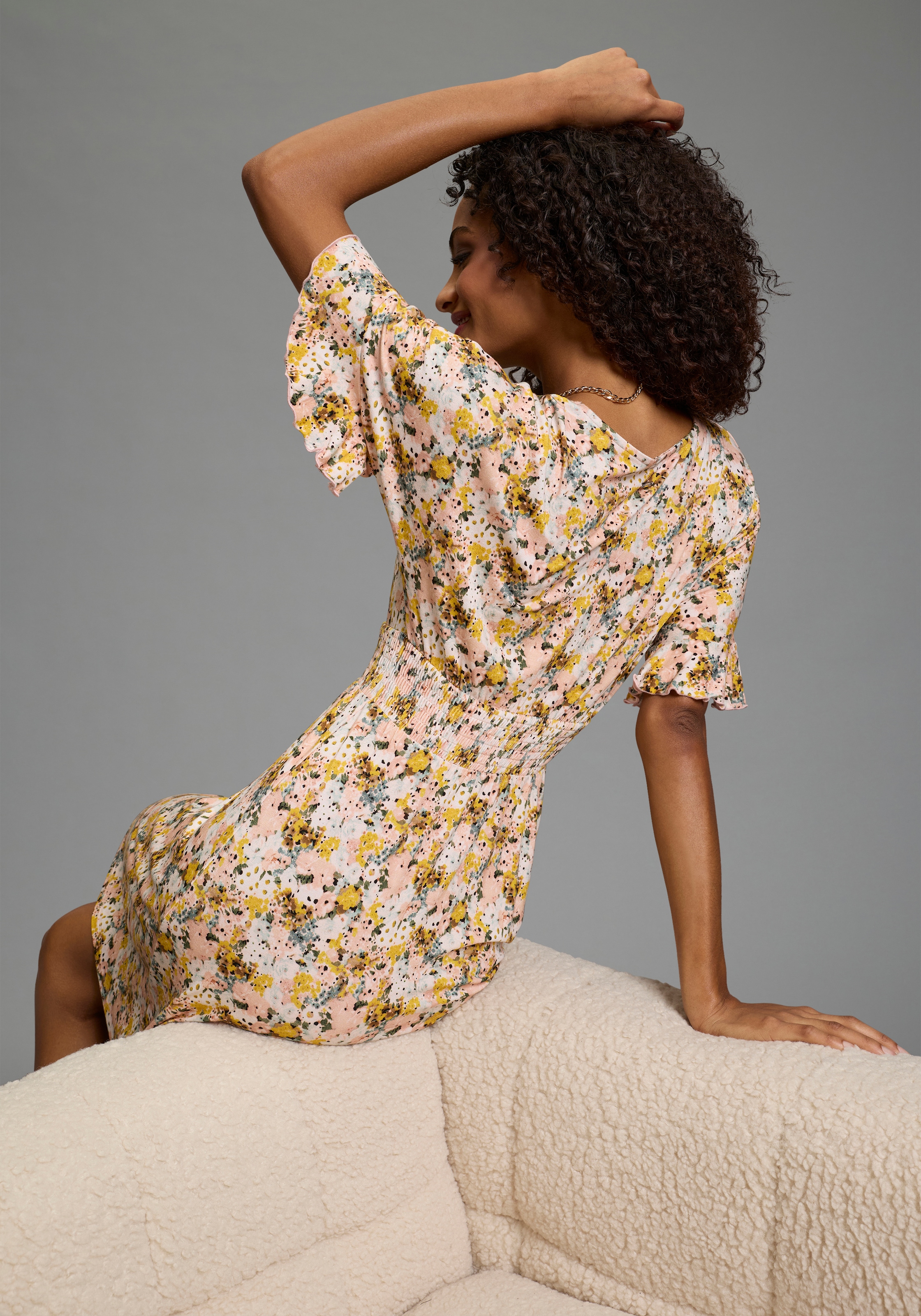 Laura Scott Sommerkleid mit Blümchen-Print und verspielten Ärmeln