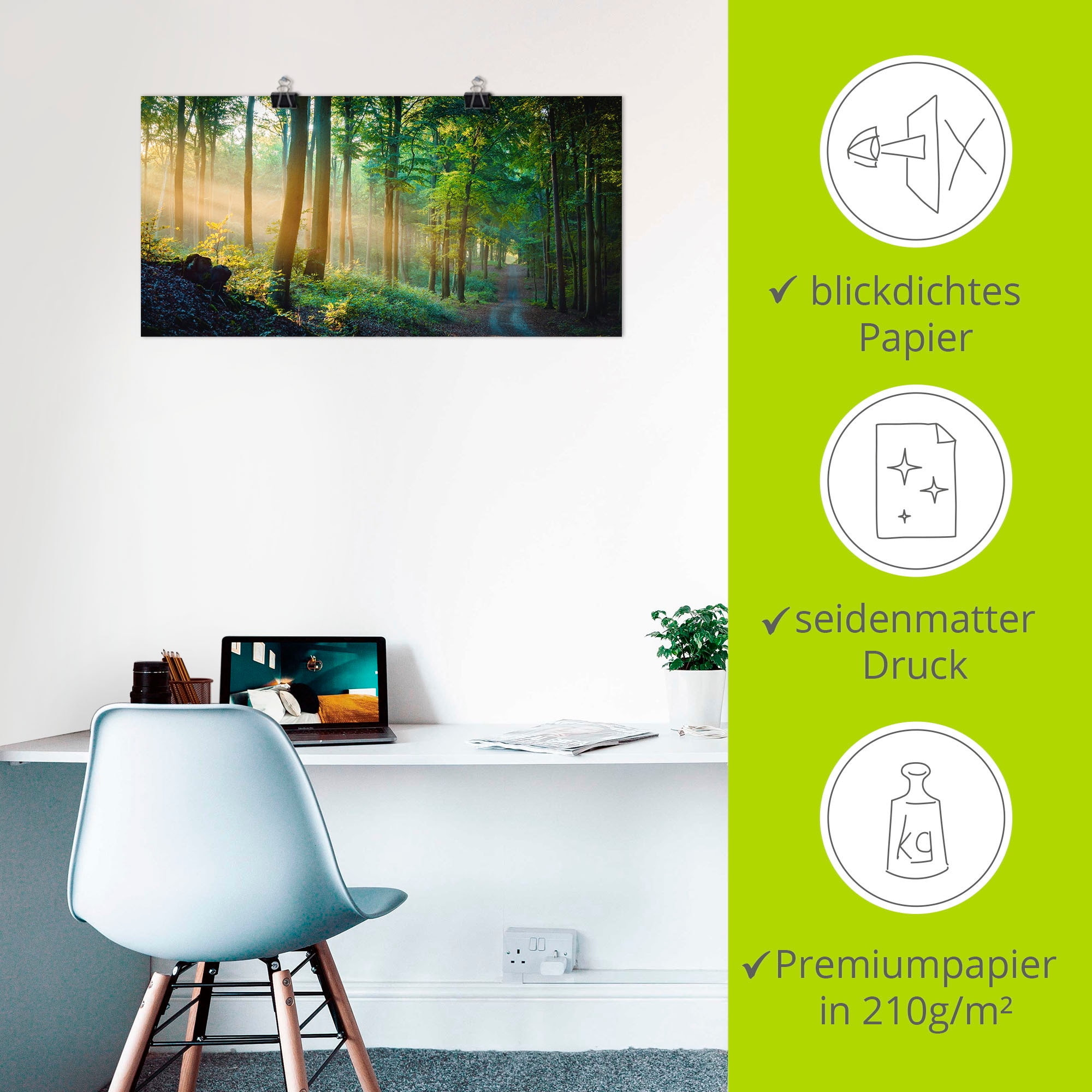 Artland Wandbild »Herbstmorgen im Wald«, Waldbilder, (1 St.), als Alubild, Outdoorbild, Leinwandbild, Poster in verschied. Größen