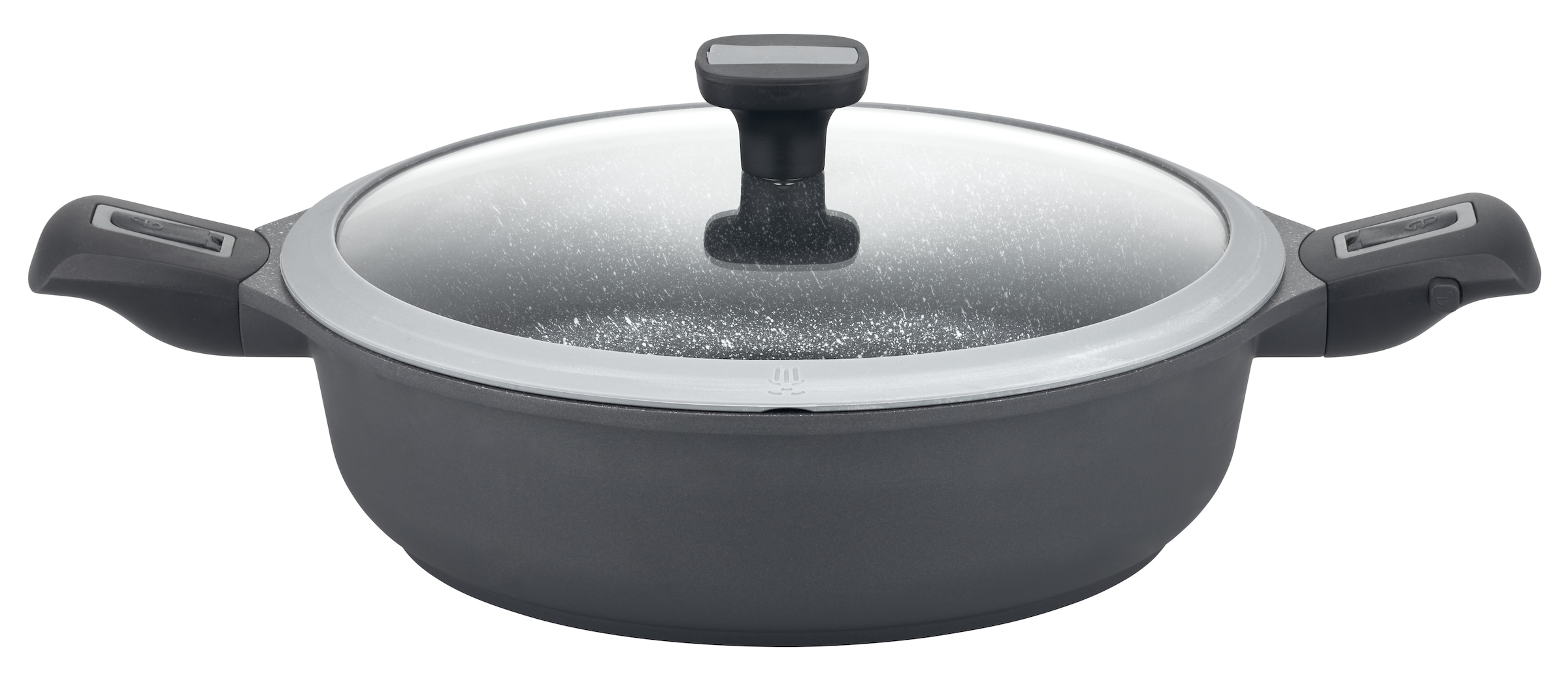 GSW Bratpfanne »Easy Click« Aluminiumguss 2 Stk. tlg. incl. Glasdeckel, abnehmbarer Griff, Ø 28 cm, hoher Rand, Induktion