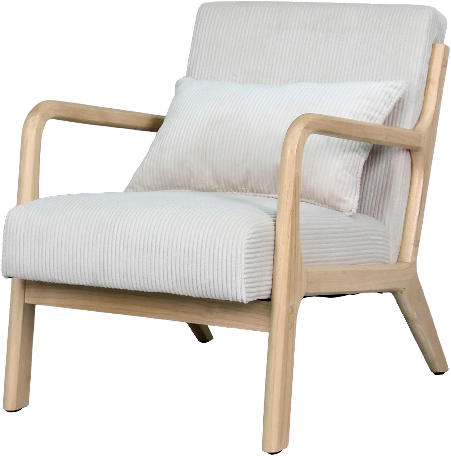 byLIVING Sessel »NOHR« Grob-Cord, Gestell Massivholz Rubberwood, Separates Zierkissen