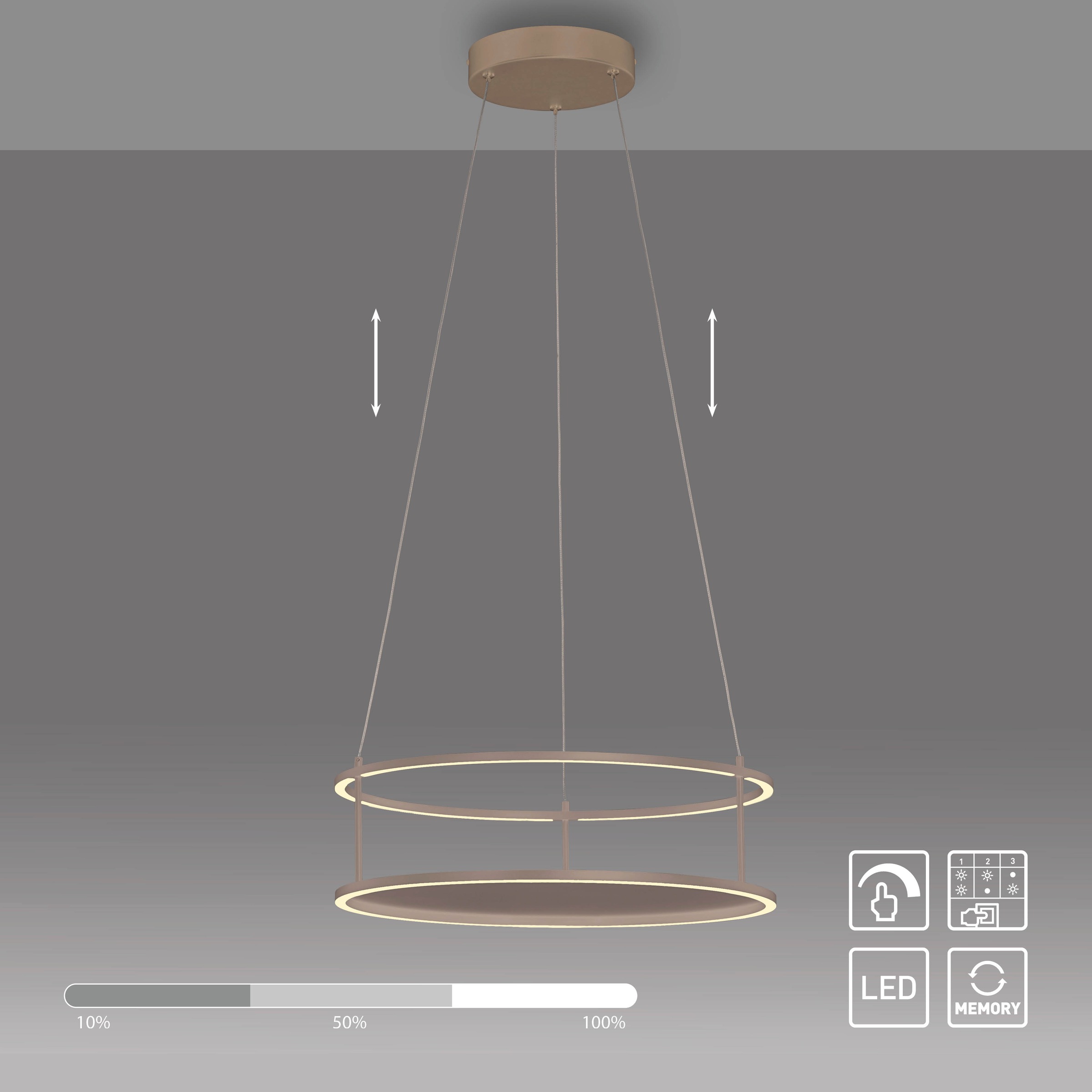 Paul Neuhaus LED Pendelleuchte »CONNI« LED-Board 1 Stk. Warmweiß Touchdimmer, separat schaltbar, Memoryfunktion, Deko-Ablagefläche