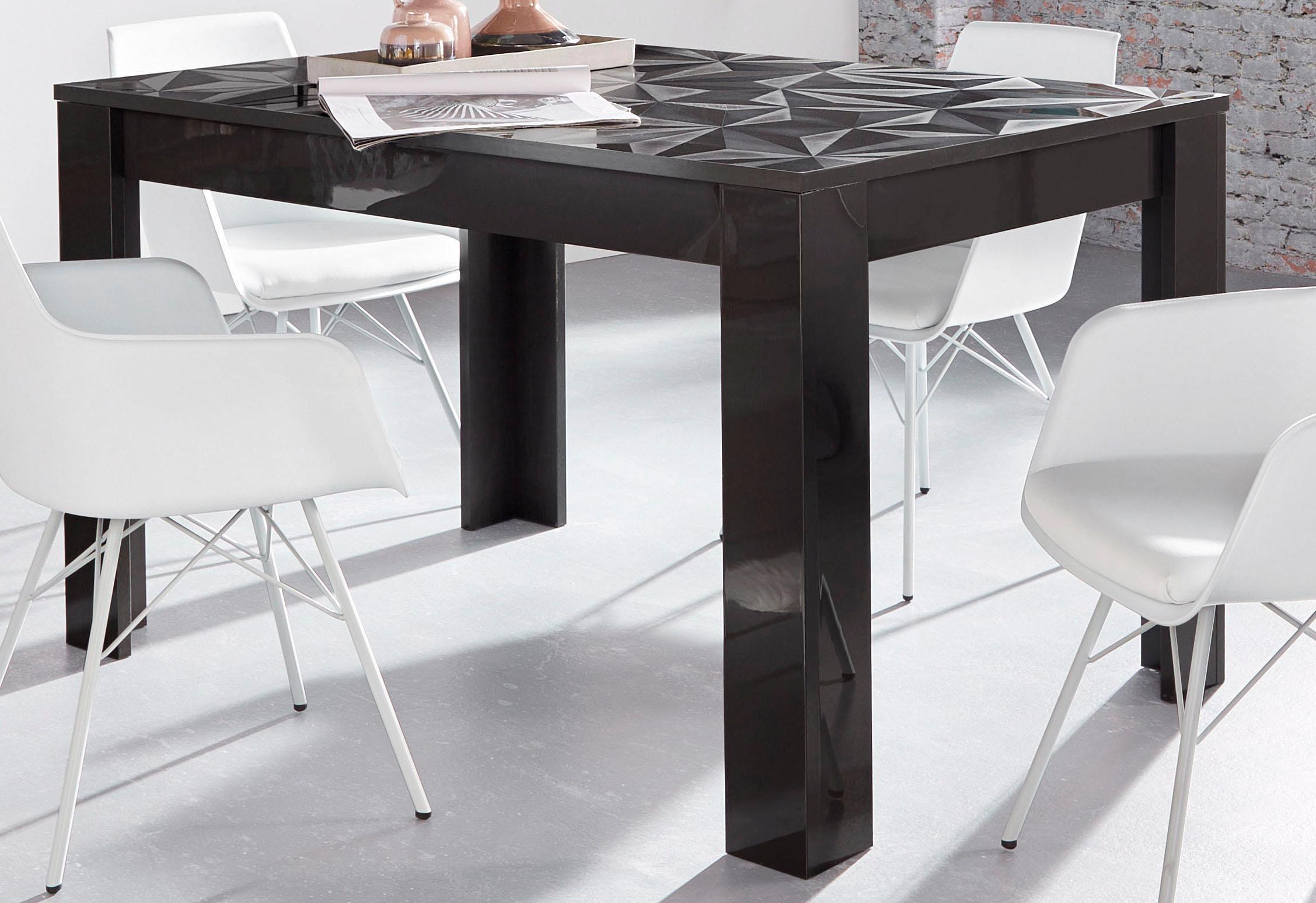INOSIGN Esstisch »Prisma 137x90 cm, Esszimmertisch, ausziehbar, erweiterbar auf 185 cm«, rechteckig,Tischplatte Stärke 22 mm u. mit elegantem Siebdruck