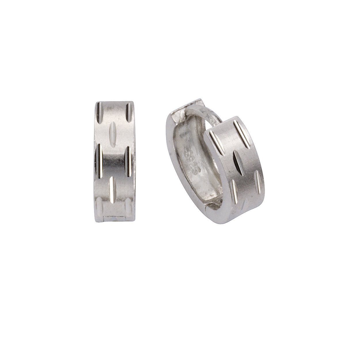 Vivance Klappcreolen »925/- Sterling Silber rhodiniert 12,5mm«, Matt, Diamantiert