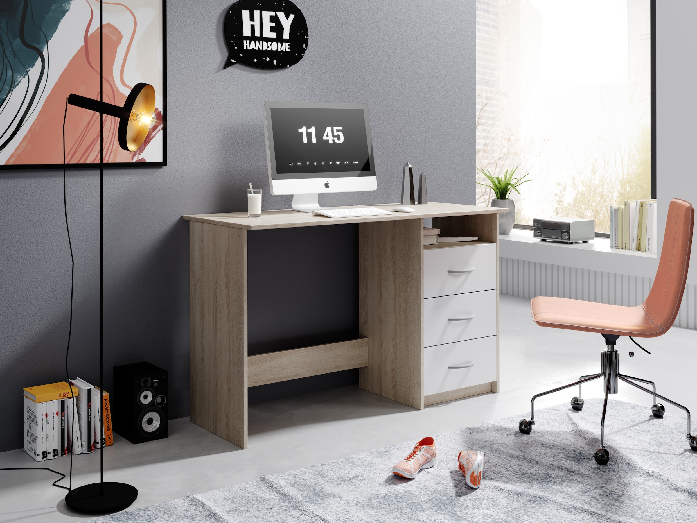 BEGA OFFICE Schreibtisch »Adria, Computertisch,« Schubkästen rechts oder links montierbar, Breite 123 cm