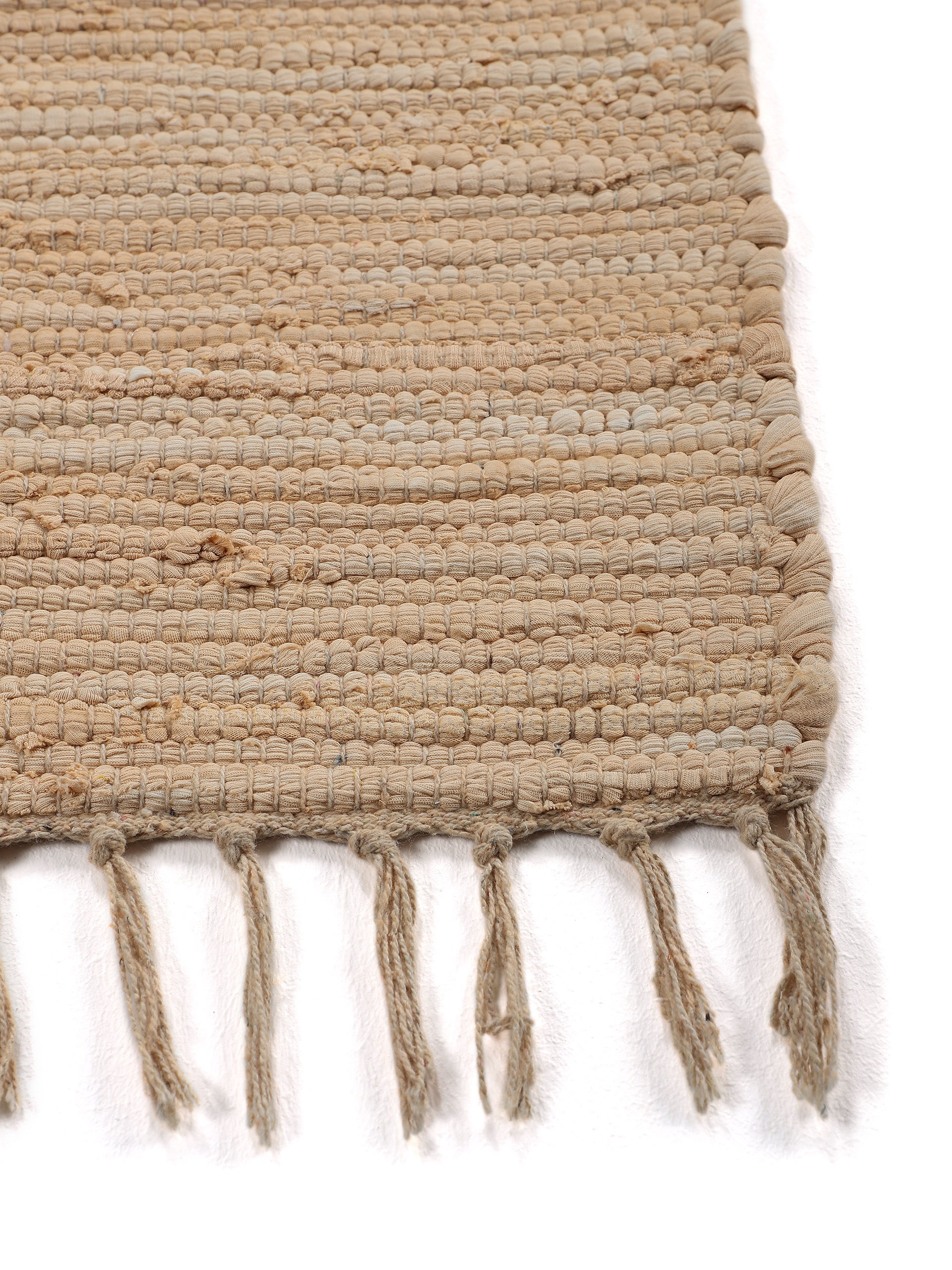 carpetfine Teppich »Kelim Chindi uni, auch als Läufer«, rechteckig, 5 mm Höhe, Wendeteppich, reine Baumwolle, handgewebt, Uni-Farben, mit Fransen