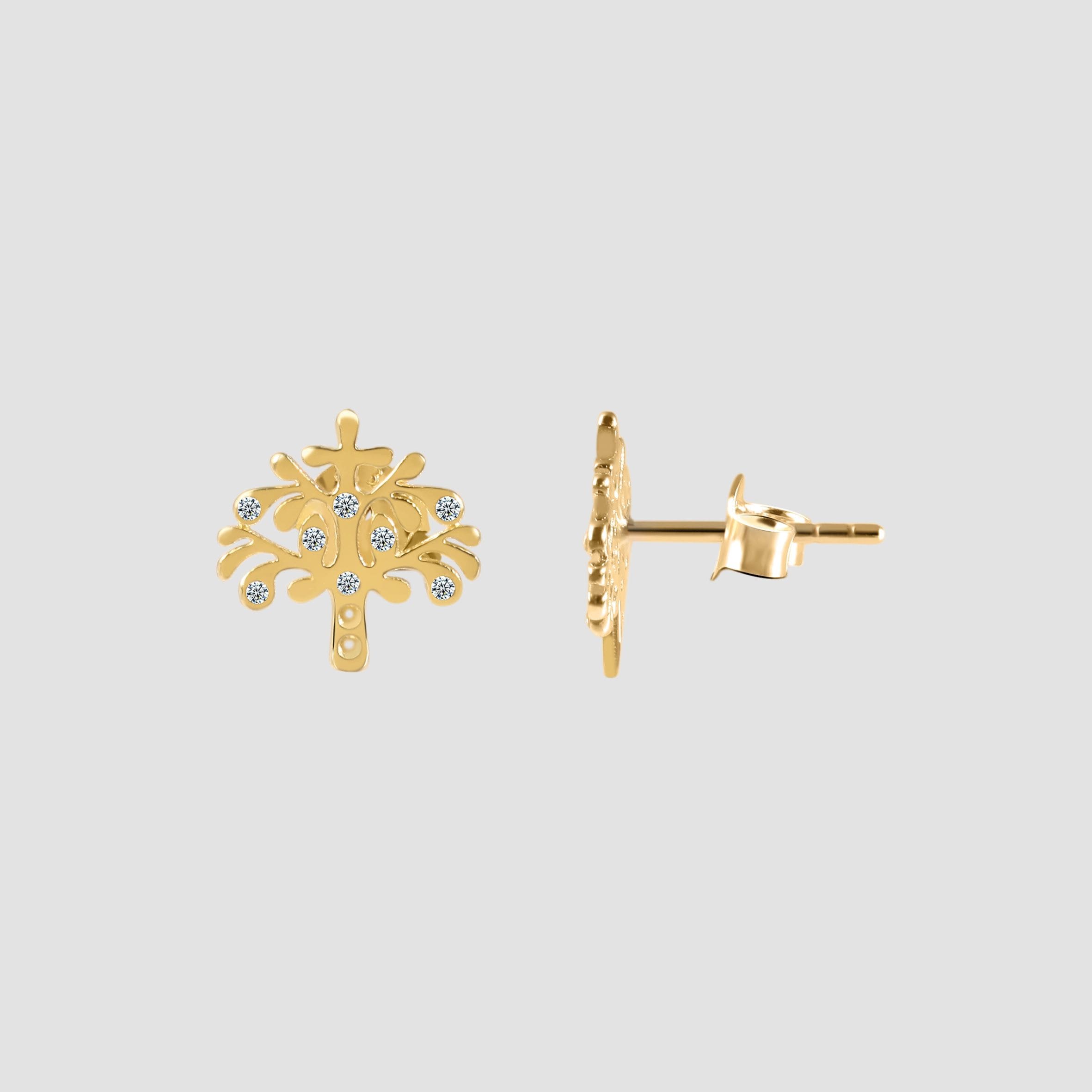 Adelia´s Paar Ohrstecker »Damen Ohrringe ¿ Ohrstecker Lebensbaum aus 333 Gold mit Zirkonia«