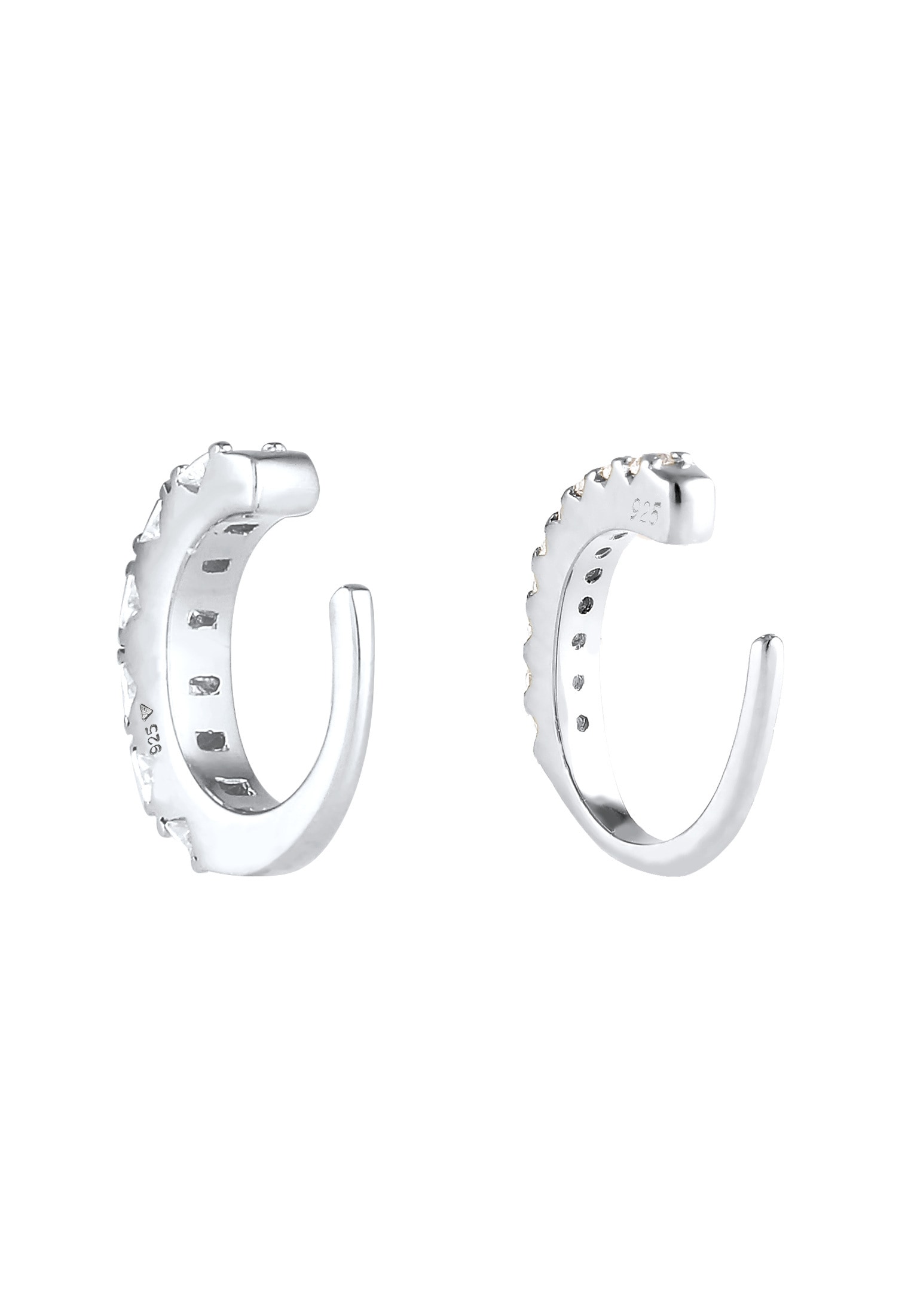 Elli Premium Paar Ohrklemmen »Ohrringe Single Earcuff Set Zirkonia (2 tlg) 925 Silber«