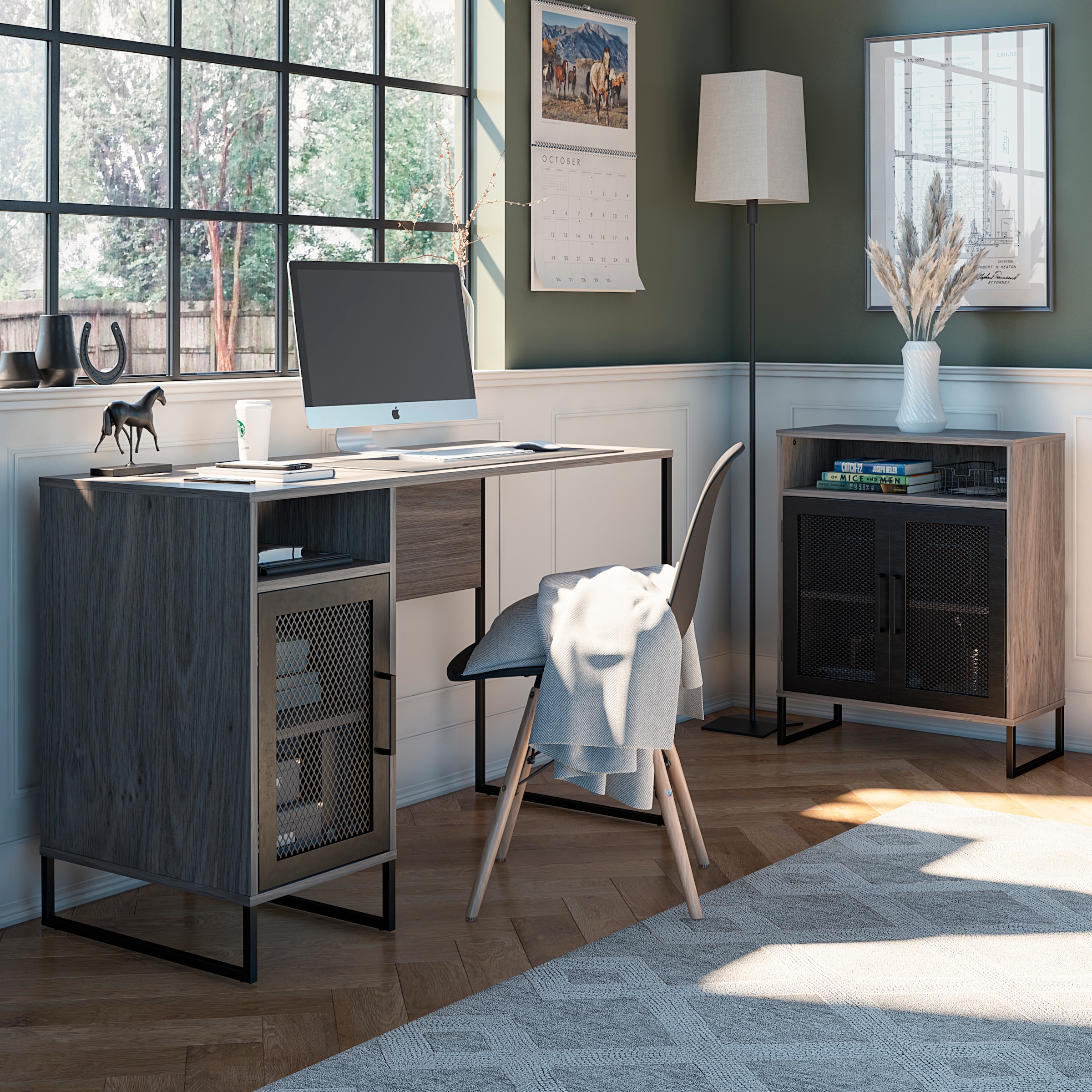 Dorel Home Schreibtisch »Purdue«, (1 St.), Tür mit Magnetverschluß, Gestell aus Metall, Höhe 76,5 cm