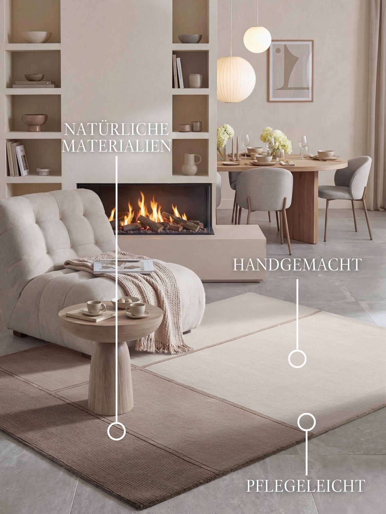 Villeroy & Boch Wollteppich »Presilda« rechteckig 16 mm Höhe Wolle, Viskose, Natur, Handgemacht, Landhaus, Wohnzimmer, Schlafzimmer