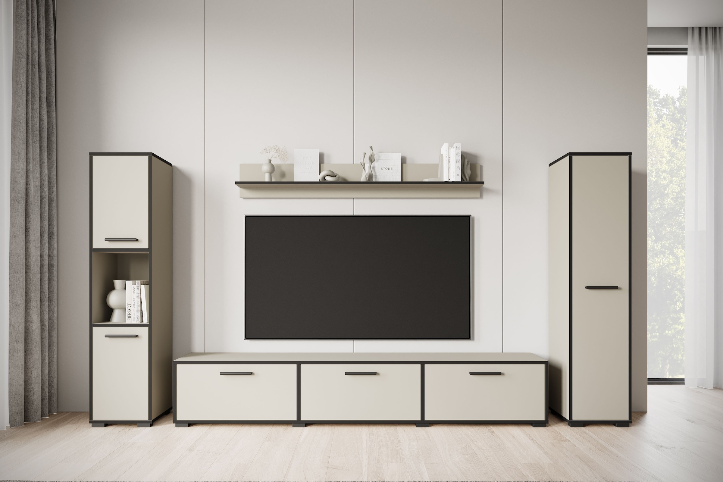 Home affaire Wohnwand »BOGOTA XL, Vitrine Türanschlag links/rechts wechselbar« Komplett-Set, 4 Stk. tlg.