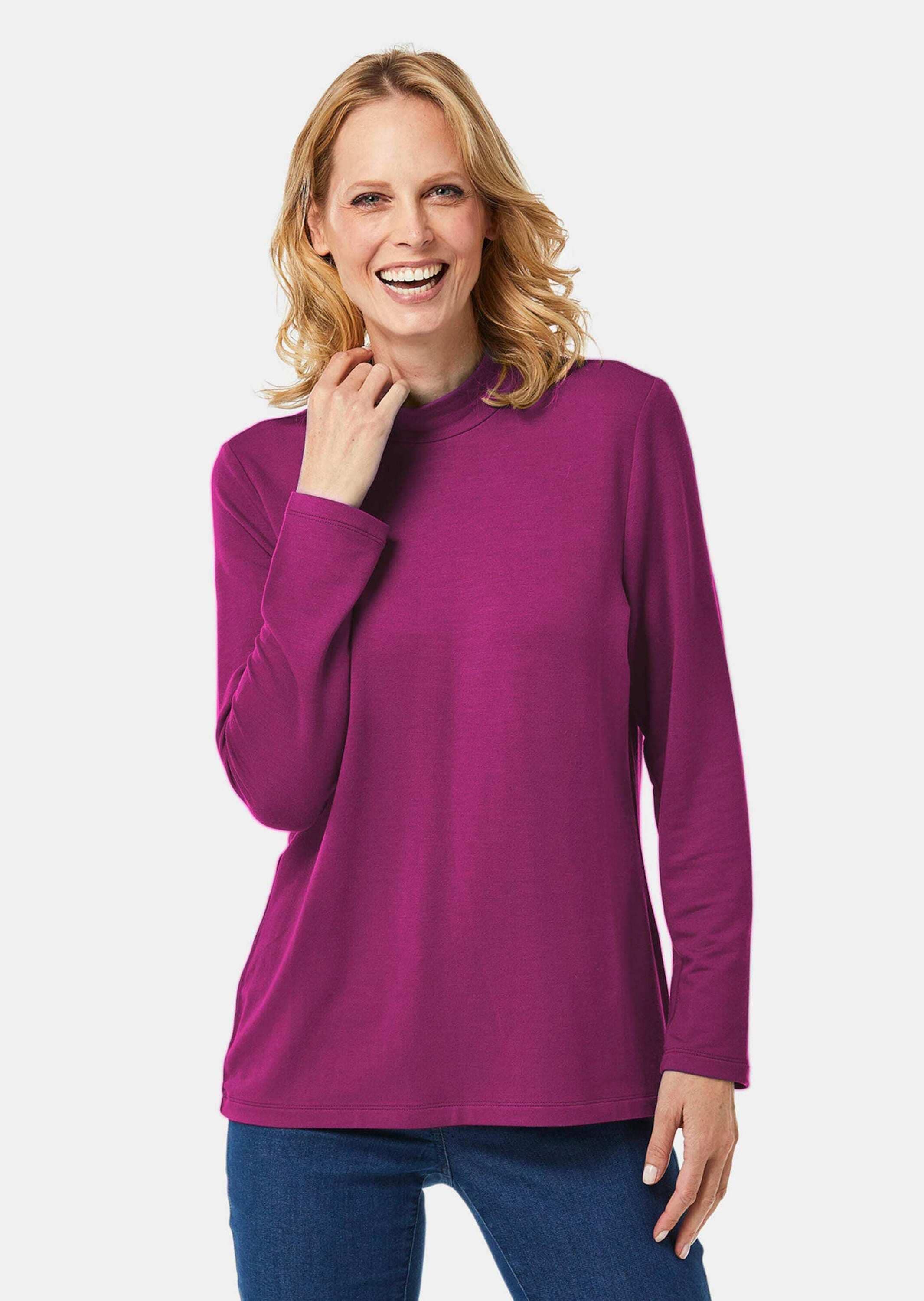 GOLDNER Longpullover »Stehbundshirt Stehkragenshirt mit Langarm«