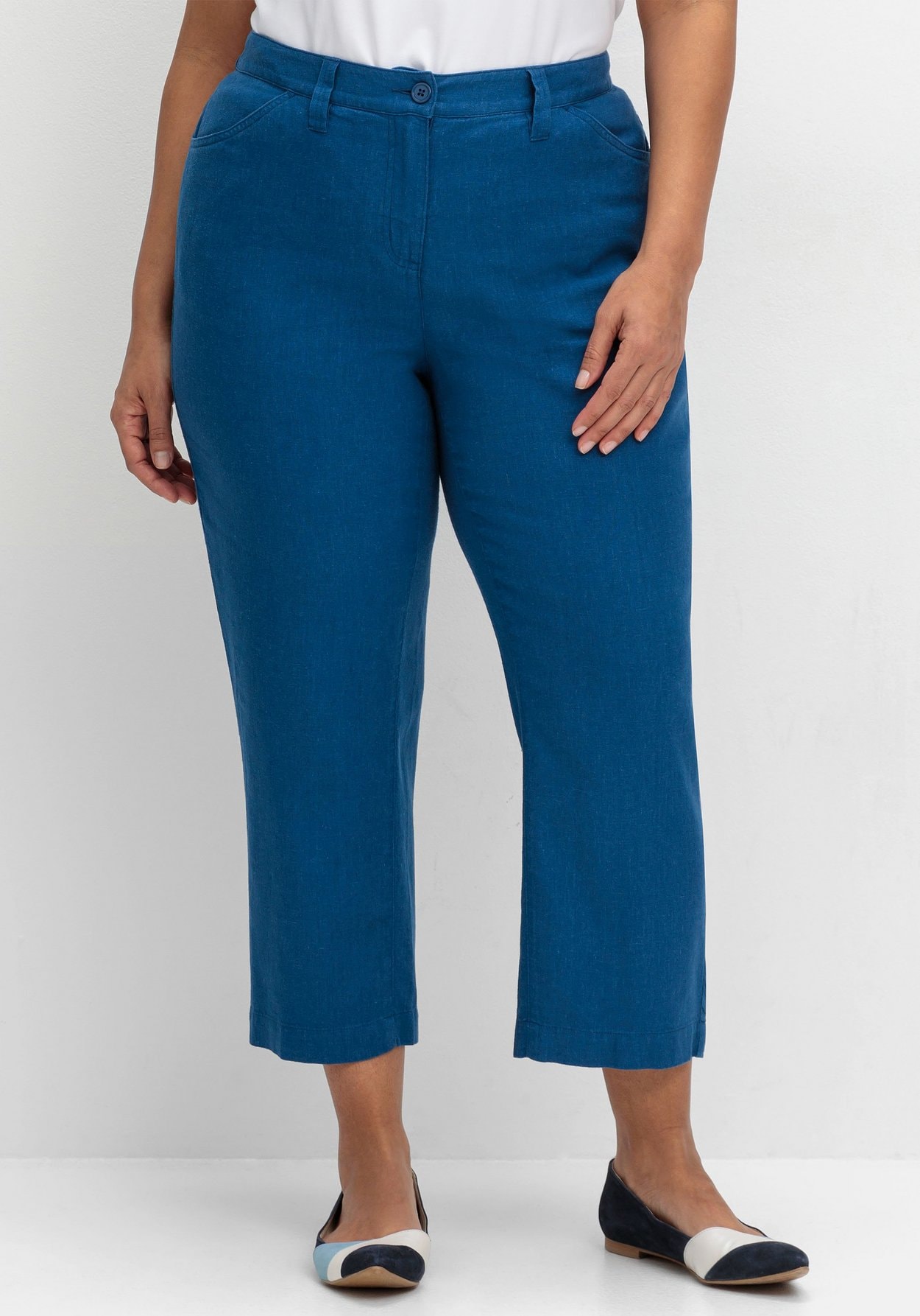 Sheego 7/8-Hose »Gerade 7/8-Hose aus Leinen-Mix, mit Teilgummibund«