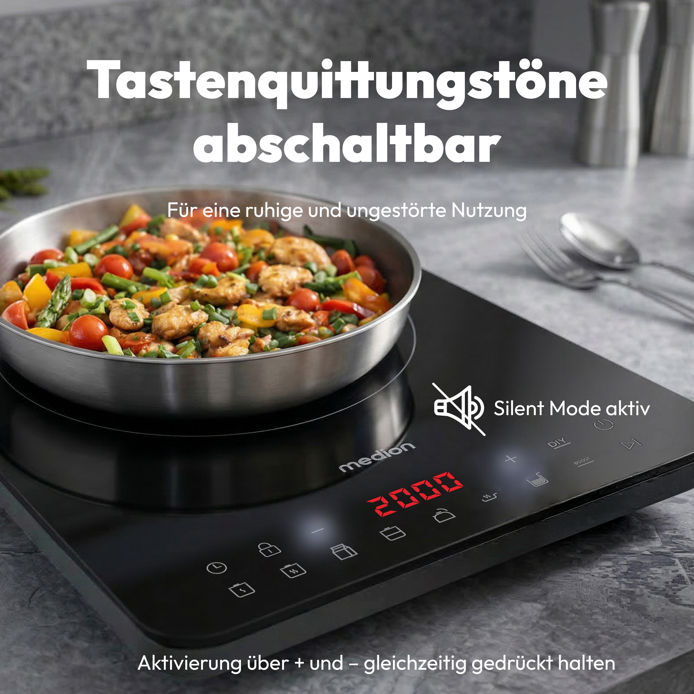 Medion® Einzel-Induktionskochplatte »MD 100090« flacher als herkömmliche Geräte