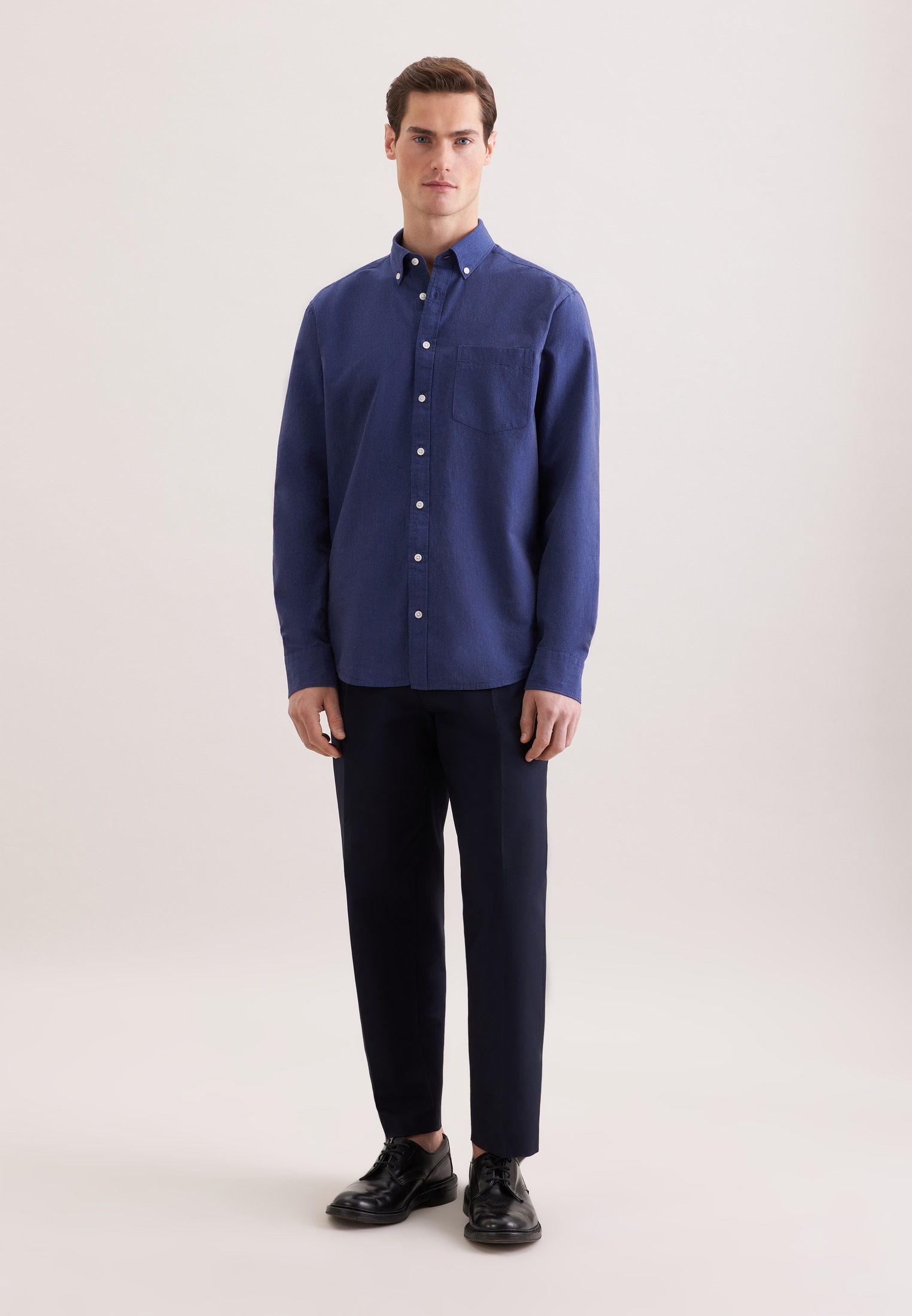 seidensticker Leinenhemd Regular 1/1 Button-Down-Kragen Uni