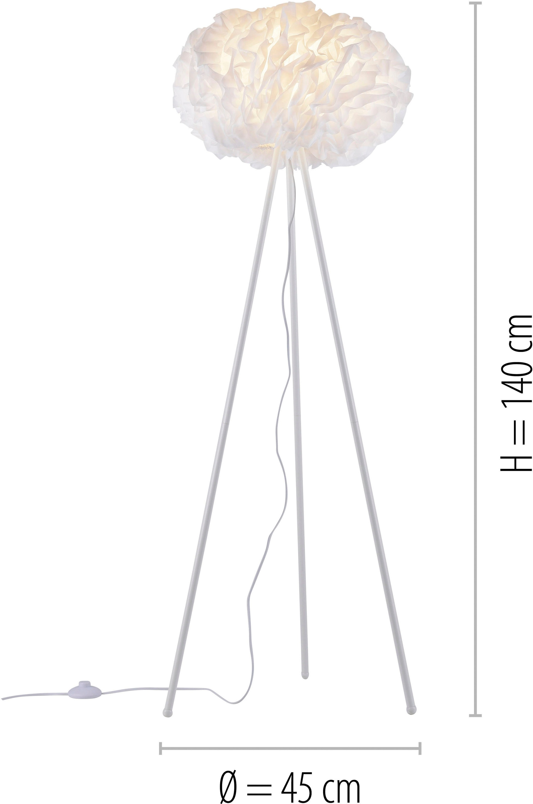 JUST LIGHT Stehlampe »LOLAsmart-NAOMI«, 1 flammig, Leuchtmittel E27 | LED wechselbar, MEDION-App, IR-Fernbedienung, Bezug bei 30° waschbar, trocknergeeignet