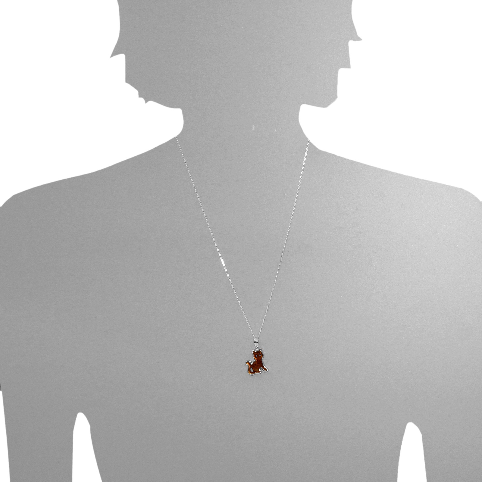 OSTSEE-SCHMUCK Kette mit Anhänger »- Katze - Silber 925/000 - Bernstein«