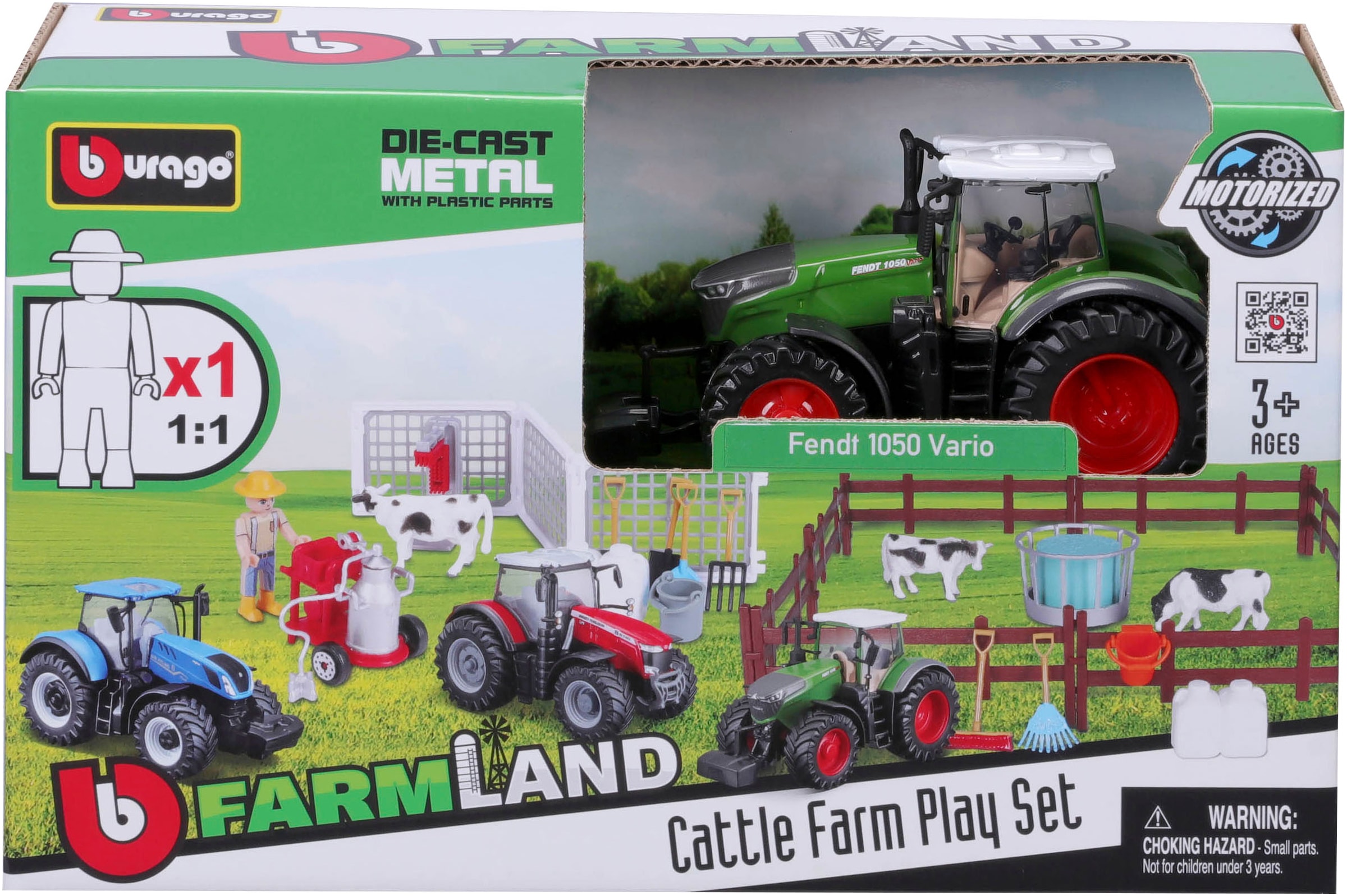 Bburago Spielwelt »Farmland FENDT Kuhweide«, inklusive Traktor