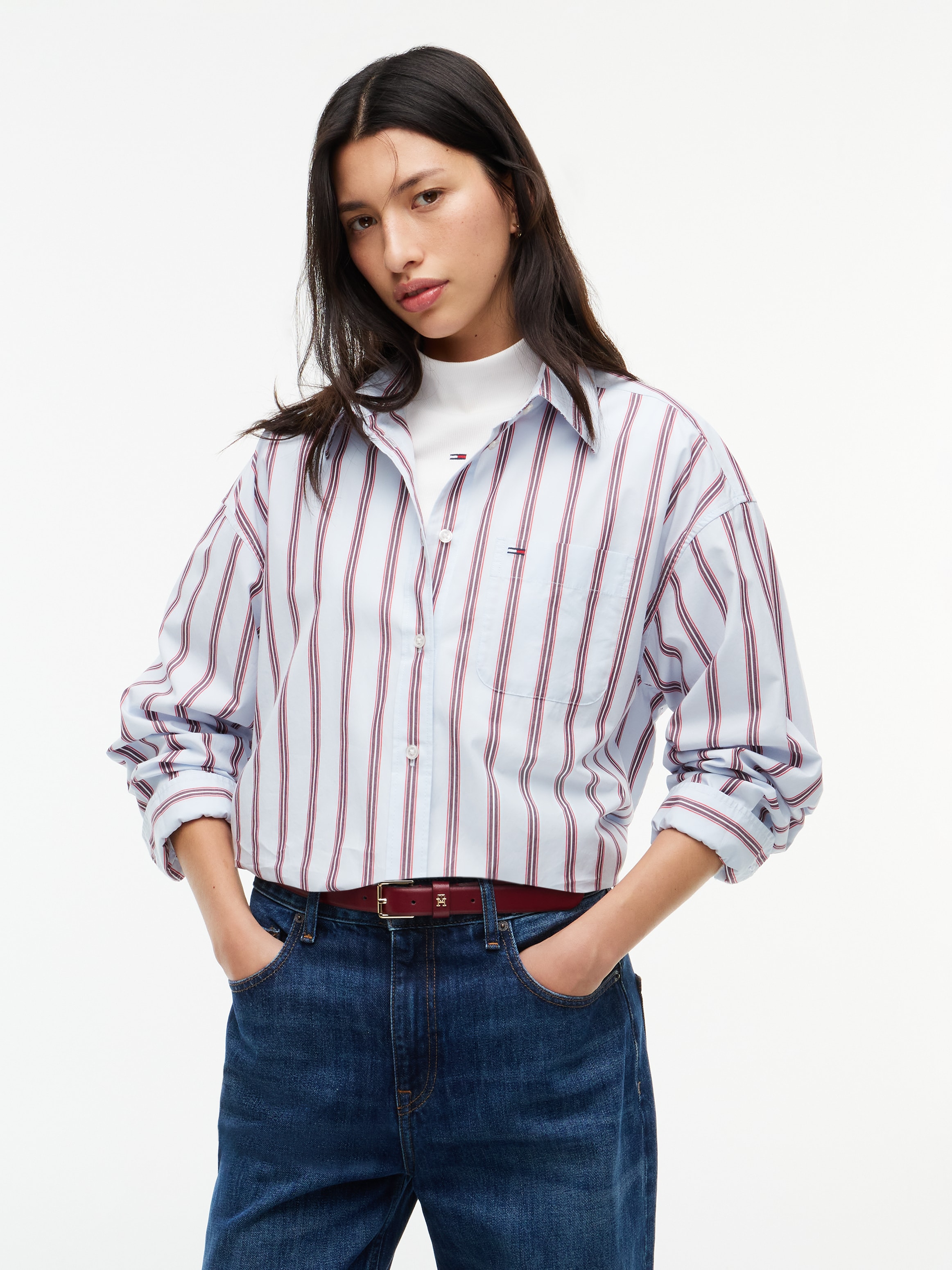 Tommy Jeans Langarmbluse »TJW OVS ESSENTIAL SHIRT EXT« Baumwolle