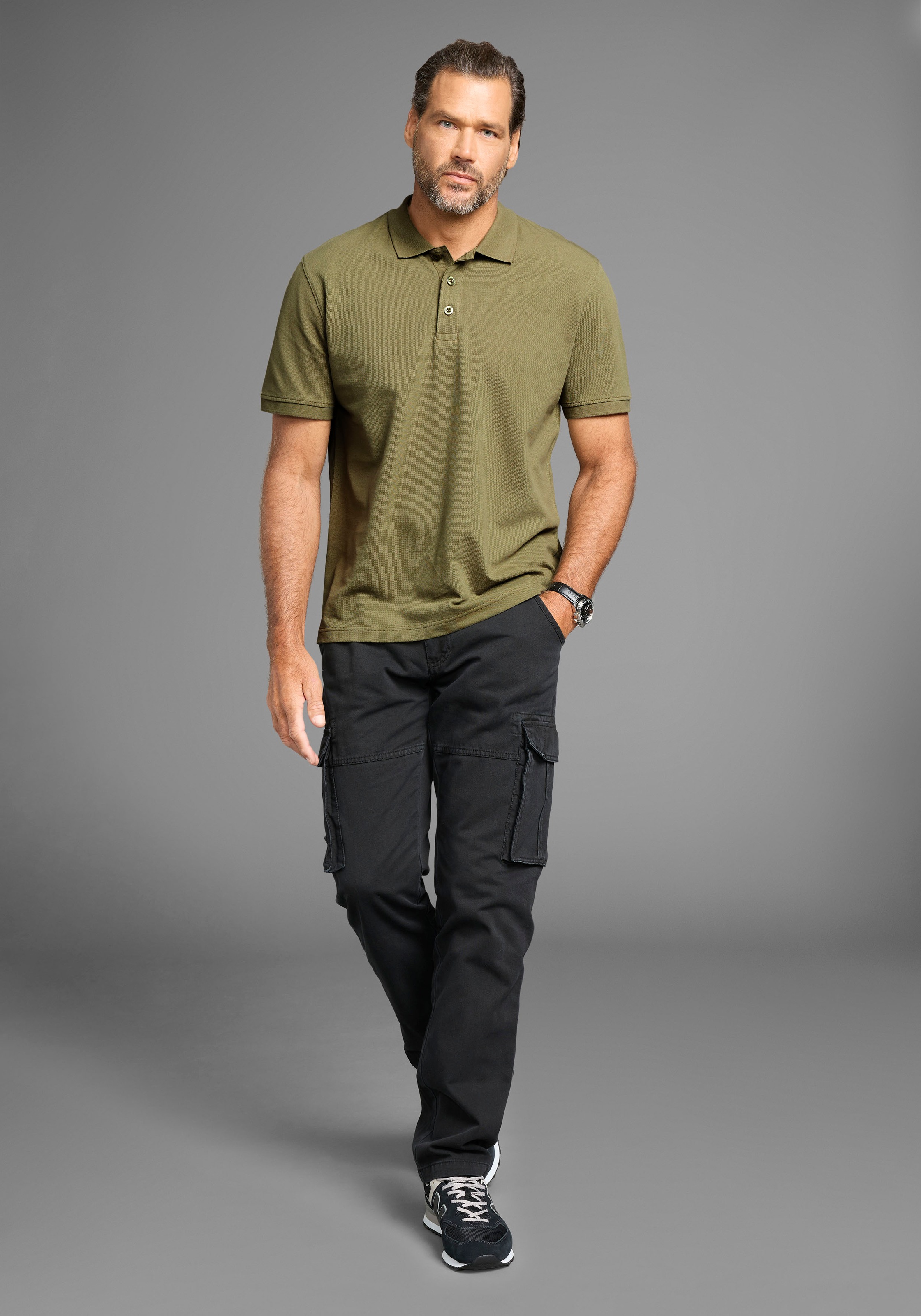Man's World Poloshirt, Kurzarm, lockere Passform, unifarben