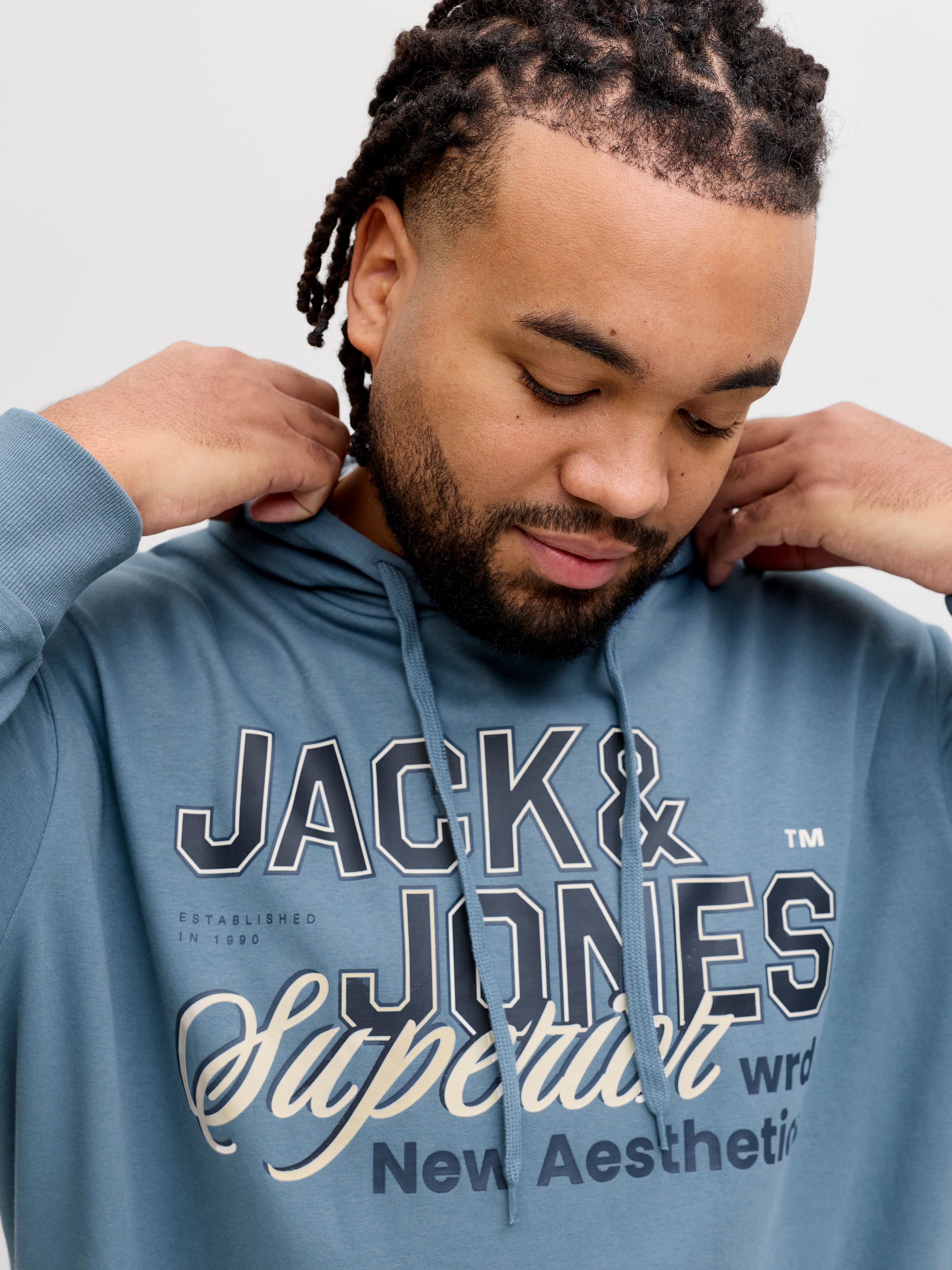 Jack & Jones PlusSize Hoodie »JJELOGO SWEAT HOOD 2 COL 24/25 NOOS PLS«, mit Logo Frontprint
