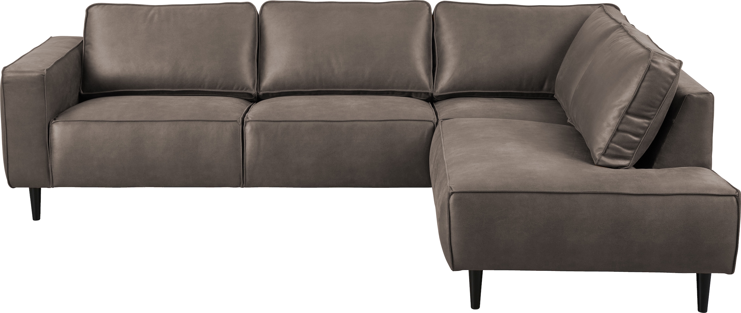 Places of Style Ecksofa »Fumone, Lederoptik oder Soft-Touch Chenille«, Breite 260, mit schwarzen Massivholzfüßen