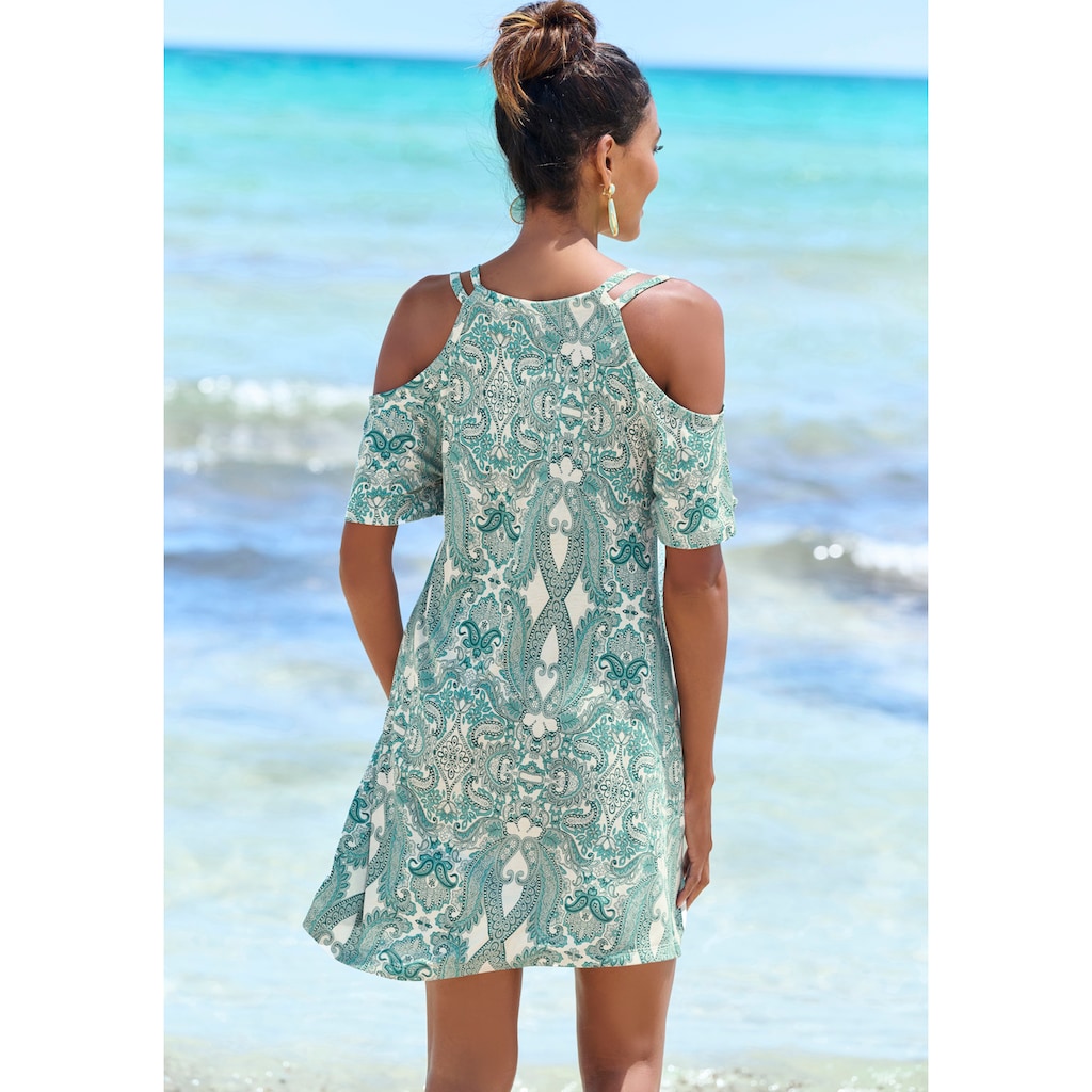 LASCANA Longshirt, mit Trägerdetails, Strandkleid im Alloverdruck, luftiges Sommerkleid