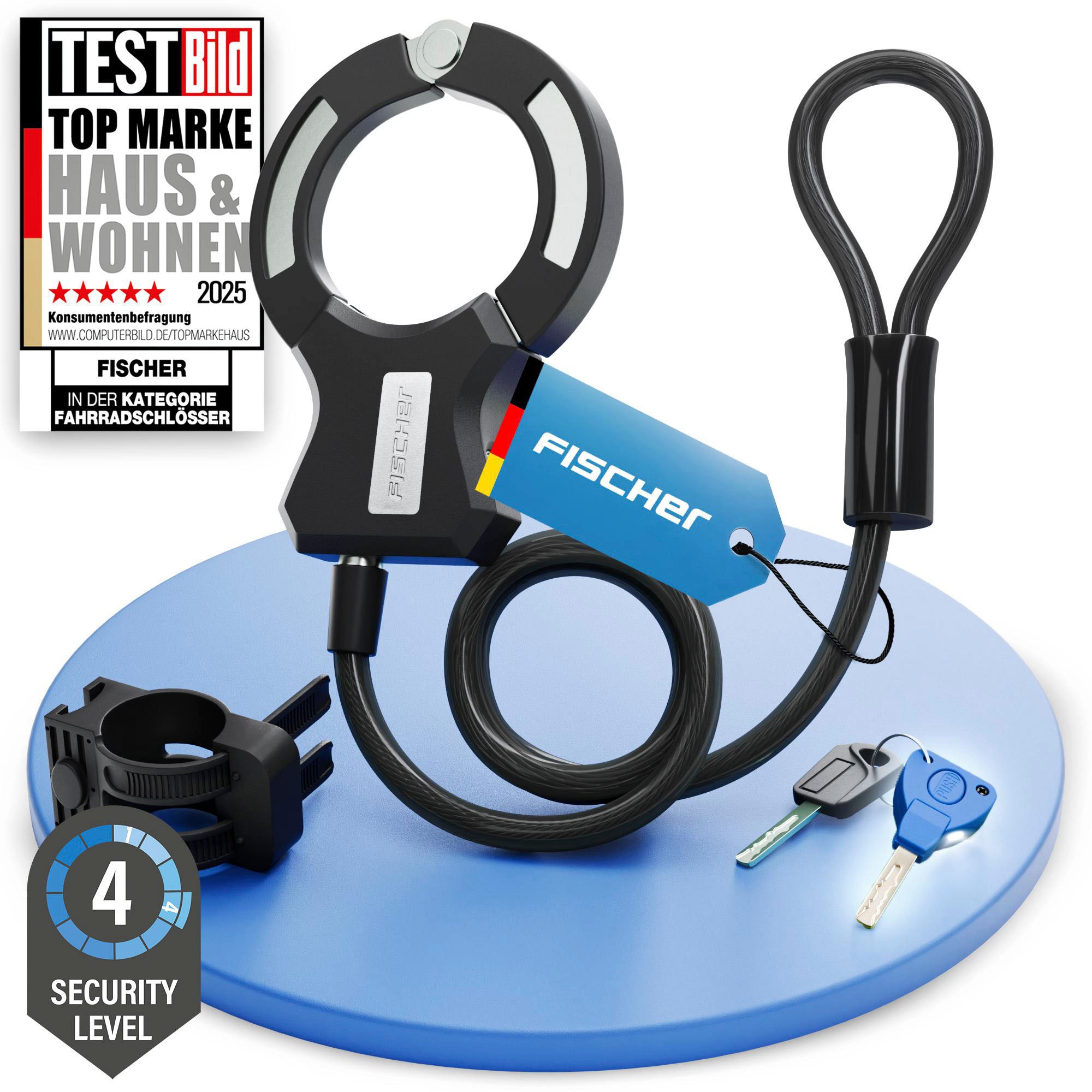 FISCHER Fahrrad Rahmenschloss »Handschellenschloss RK120/10«