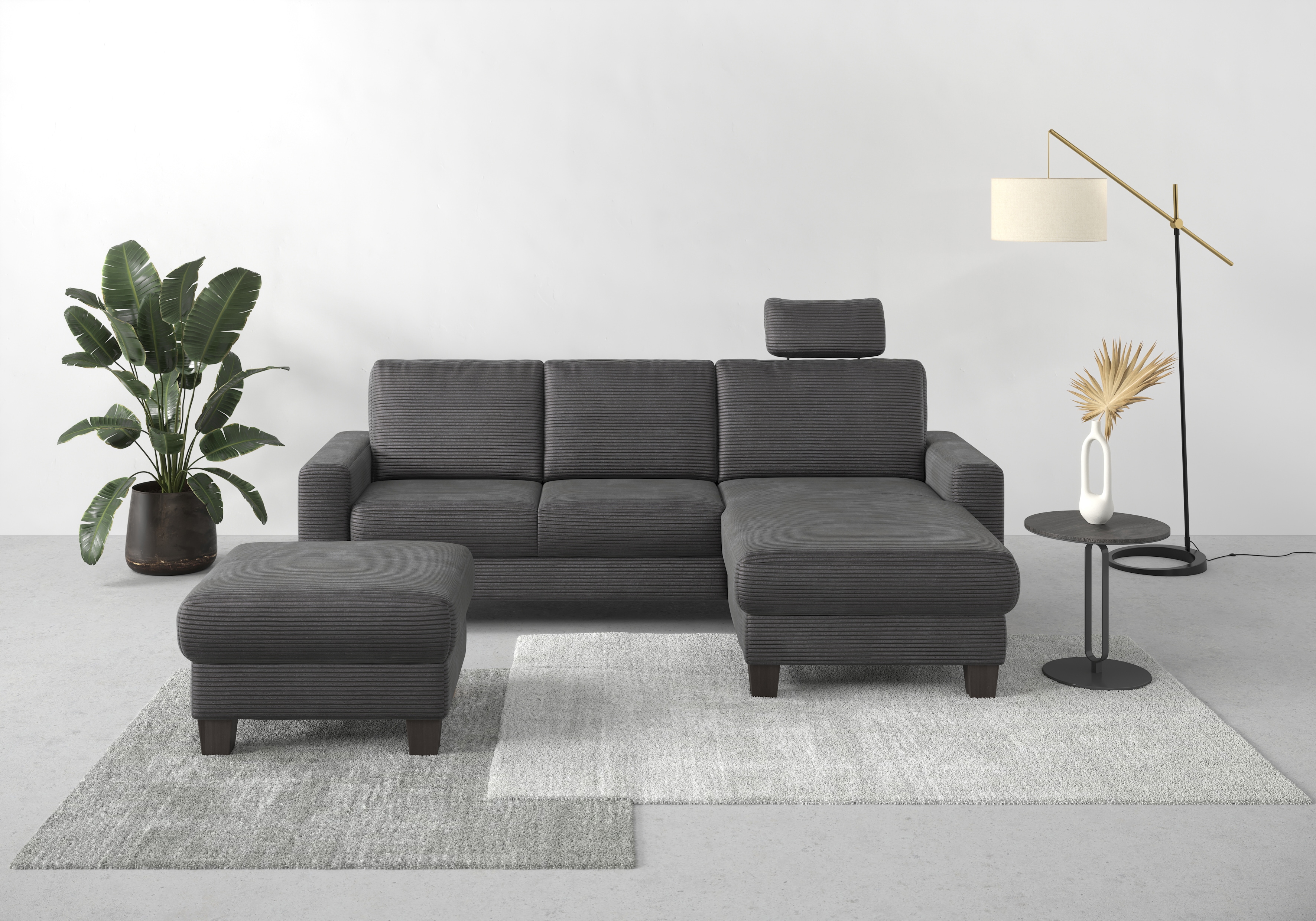 Home affaire Ecksofa "Summer L-Form" mit Recamiere, mit oder ohne Schlaffunktion & Bettkasten, Cord-Bezug