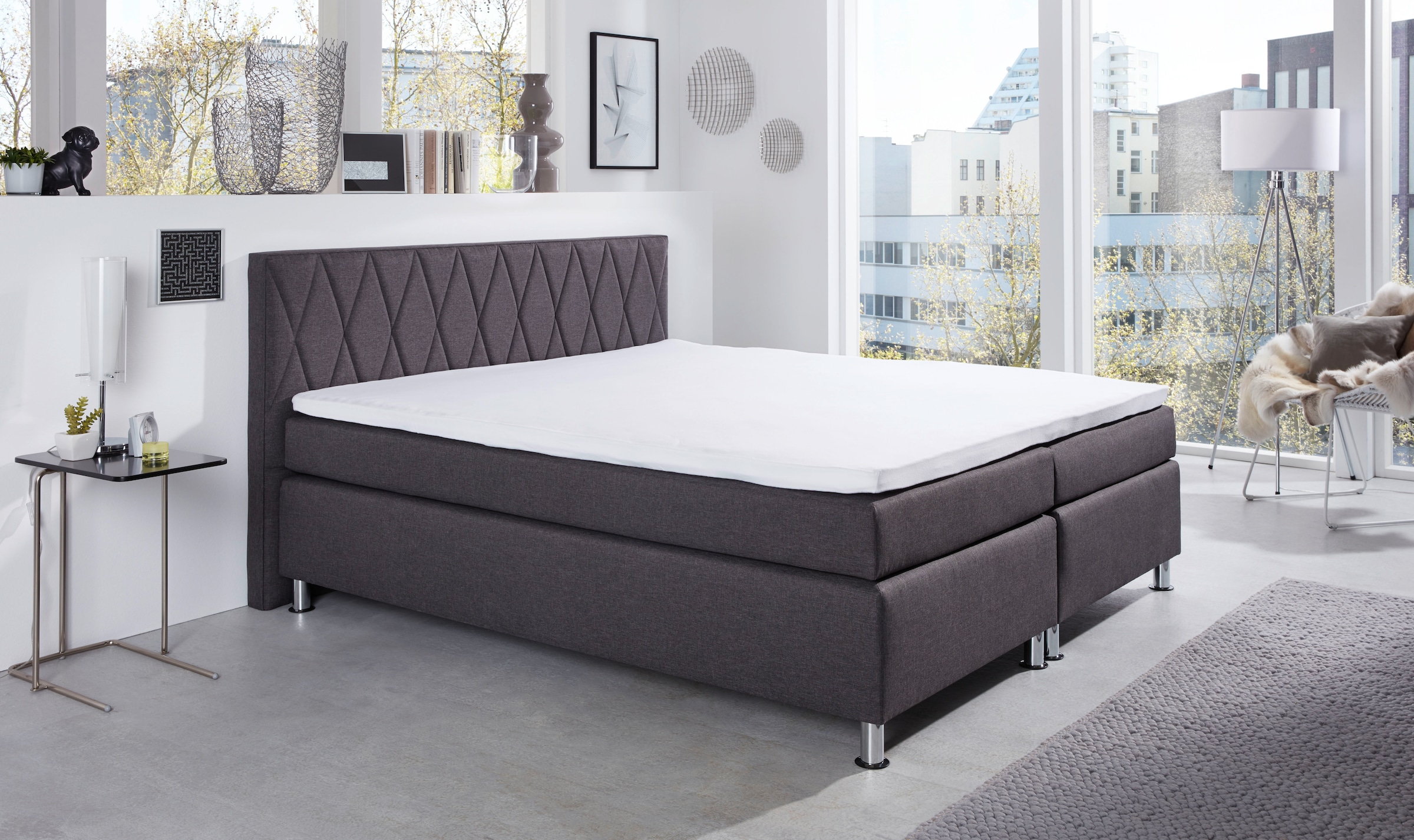 hapo Boxspringbett »ATLANTA« Topper separat erhältlich!,  erhältlich in verschiedenen Breiten, Farben & Maratzenarten