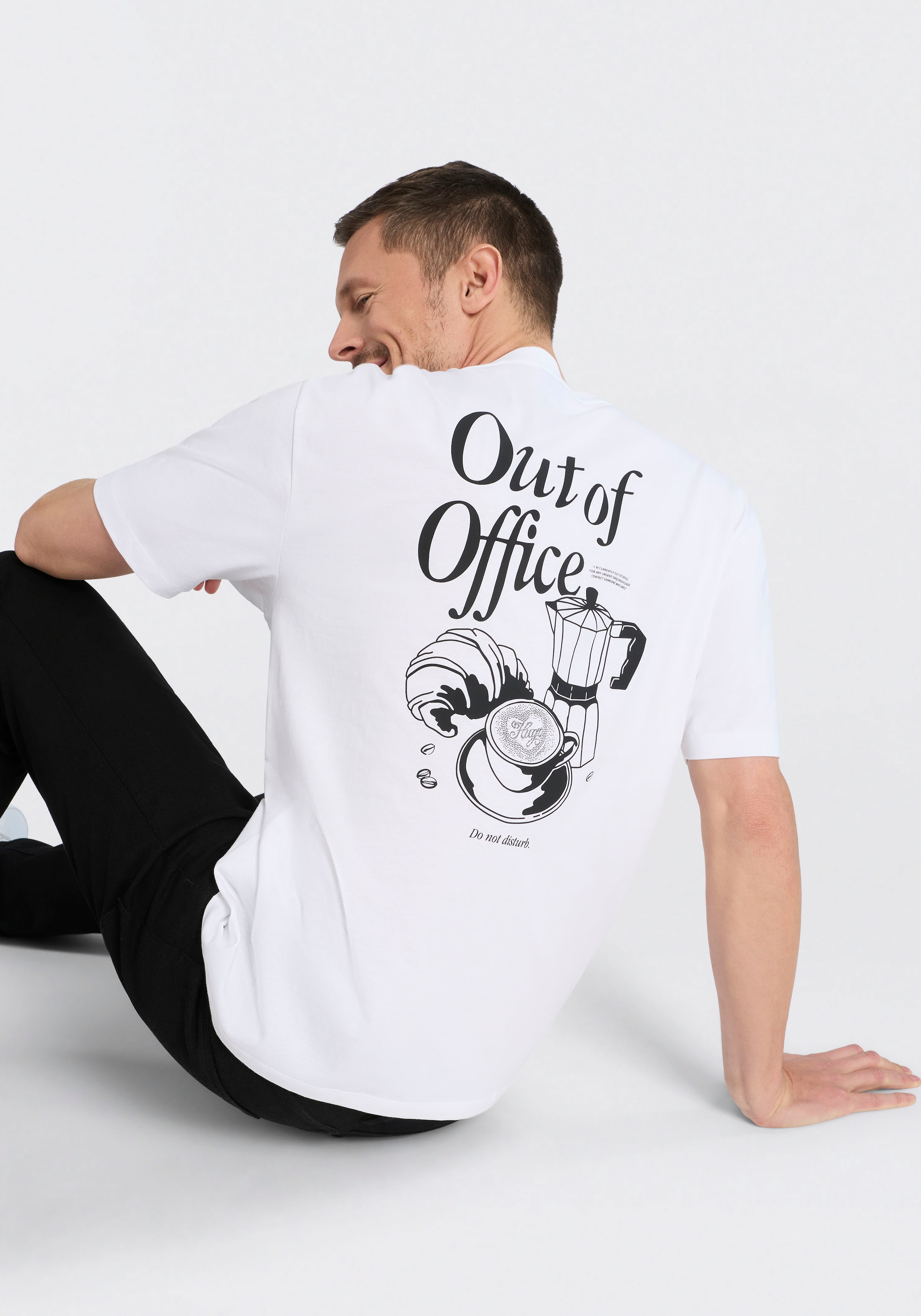 HUGO Blue T-Shirt »Oversized Tee« mit Print, Rundhals