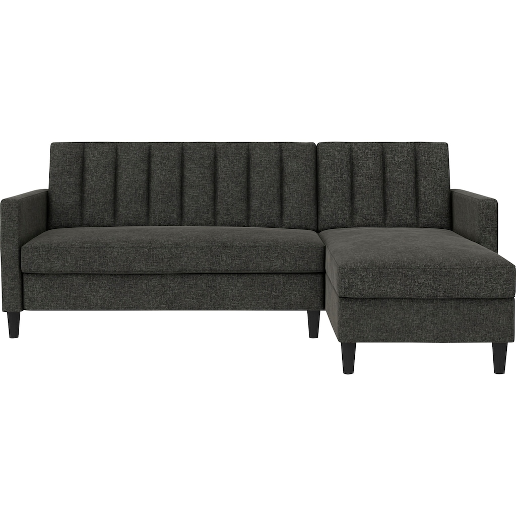 Dorel Home Ecksofa mit Schlafffunktion, Recamiere mit Stauraum beidseitig montierbar, Rückenlehne 2-teilig und 3-fach verstellbar