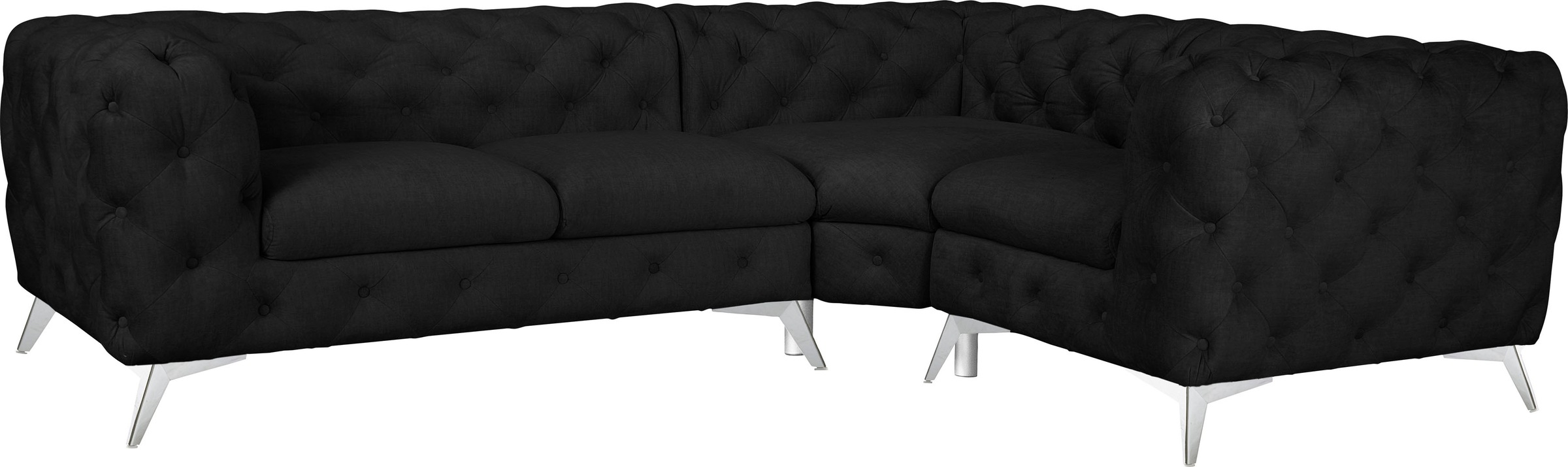 Home affaire Chesterfield-Sofa »Ecksofa GLYNIS L-Form mit Wellenunterfederung, Maße B/T/H 264/204/75cm« aufwändige Knopfheftung, moderne Chesterfield Optik, Fußfarbe wählbar