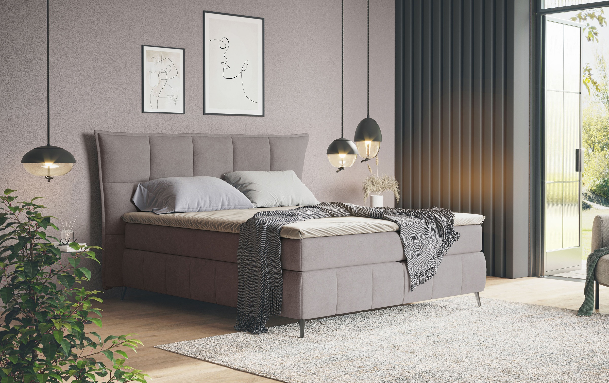 COTTA Boxspringbett »Sarah« inkl. Topper, 2 Matratzenkerne, Härtegrade H2, H3 oder H4