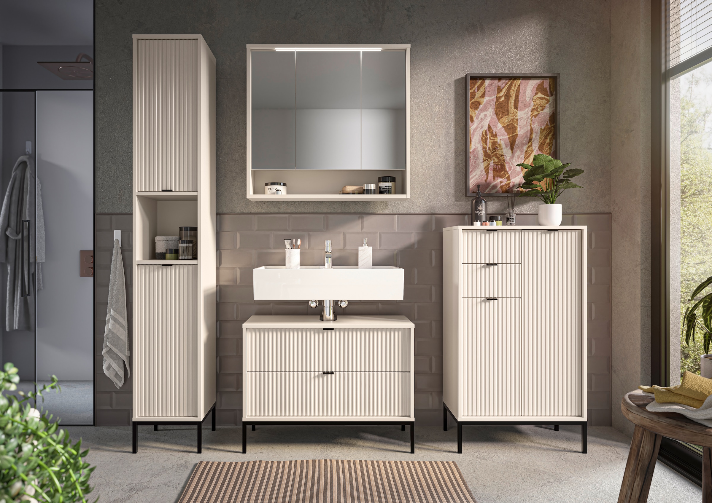 BASIC by Balculina Hochschrank »Lucera Hochschrank, Badezimmerschrank BxHxT 32x195x32« 1 Stk. tlg. Breite 32 cm, Tür L/R montierbar