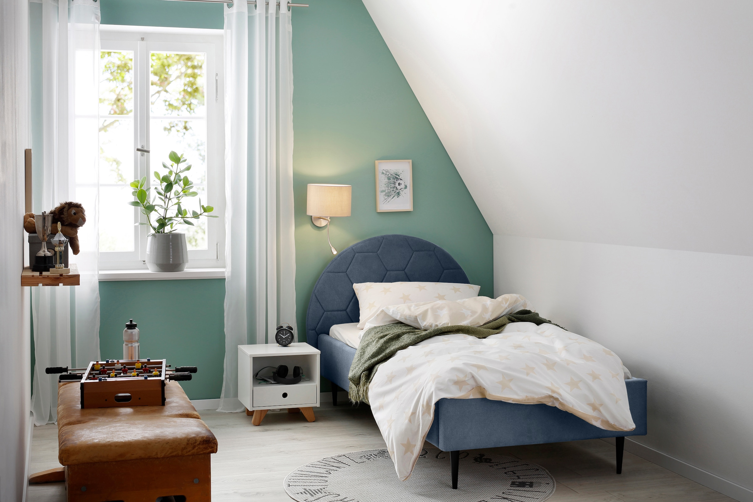 Lüttenhütt Polsterbett »Gebko« angenehm gepolstertes Kopfteil mit dekorativem Wabenmuster