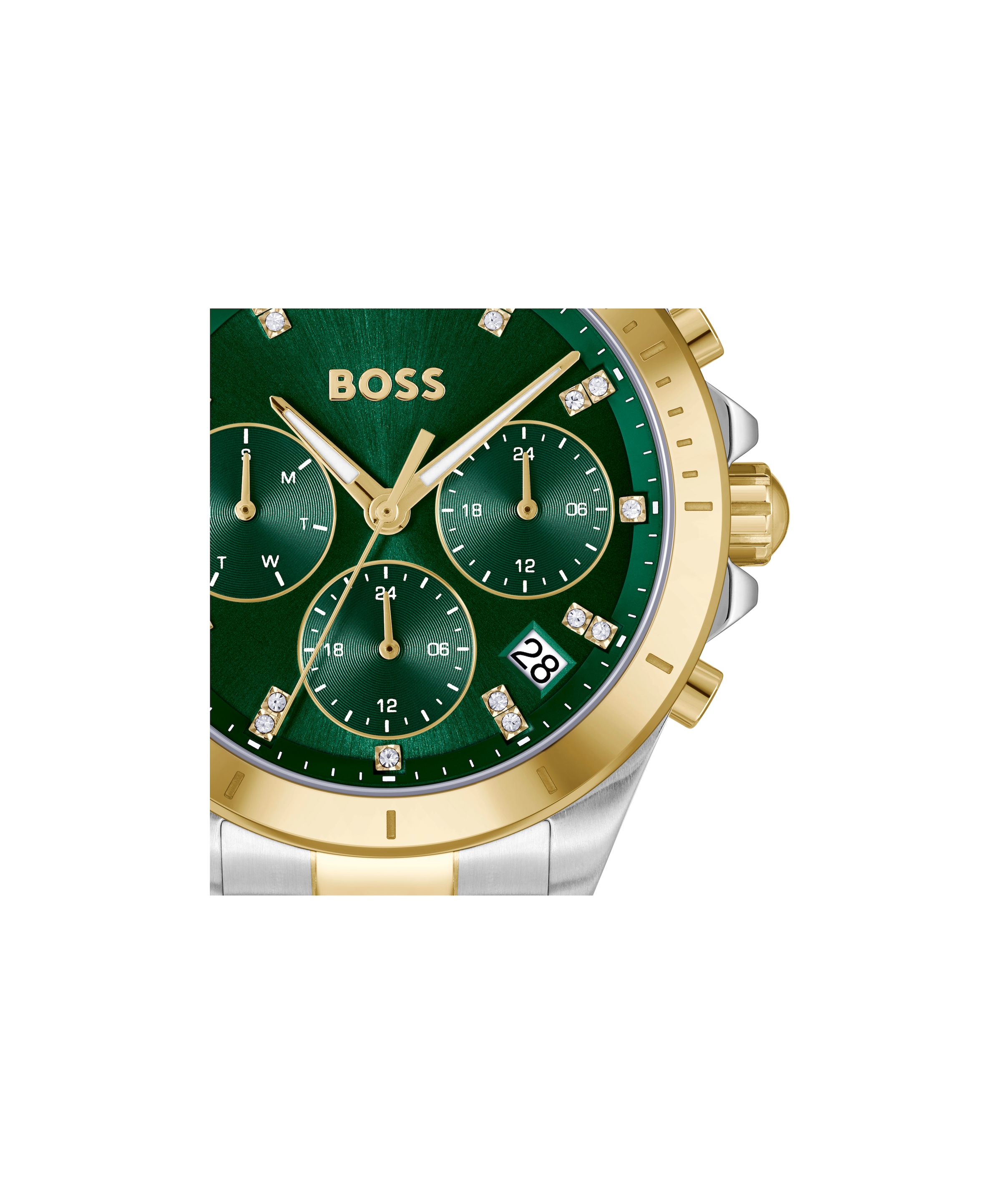 BOSS Multifunktionsuhr »ALLEY« Quarzuhr, Armbanduhr, Damenuhr, Edelstahlarmband, analog, Tag