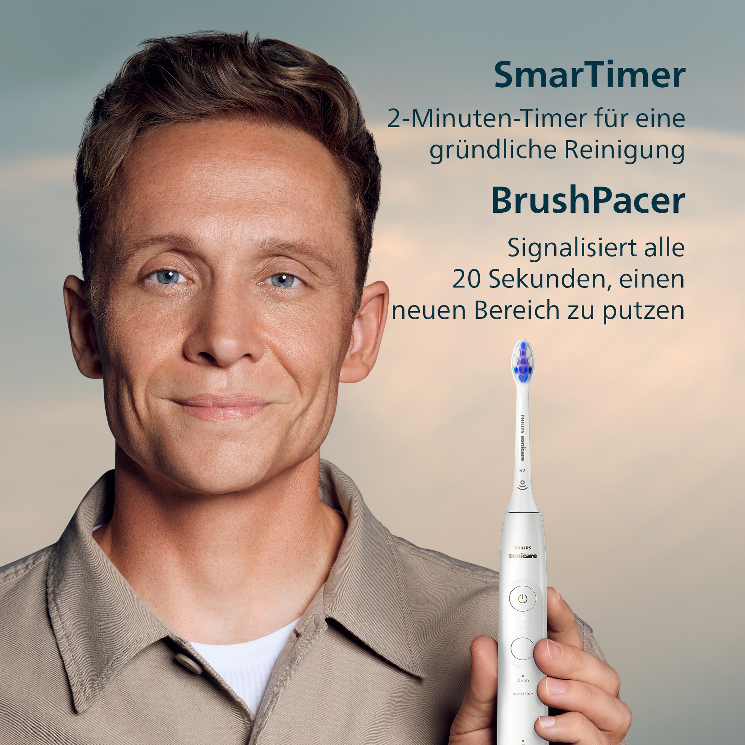 Philips Sonicare Elektrische Zahnbürste »Series 6100 HX7400/01« 1 Stk. Aufsteckbürsten mit visueller Andruckkontrolle, 5 Putzeinstellungen, inkl. Ladegerät