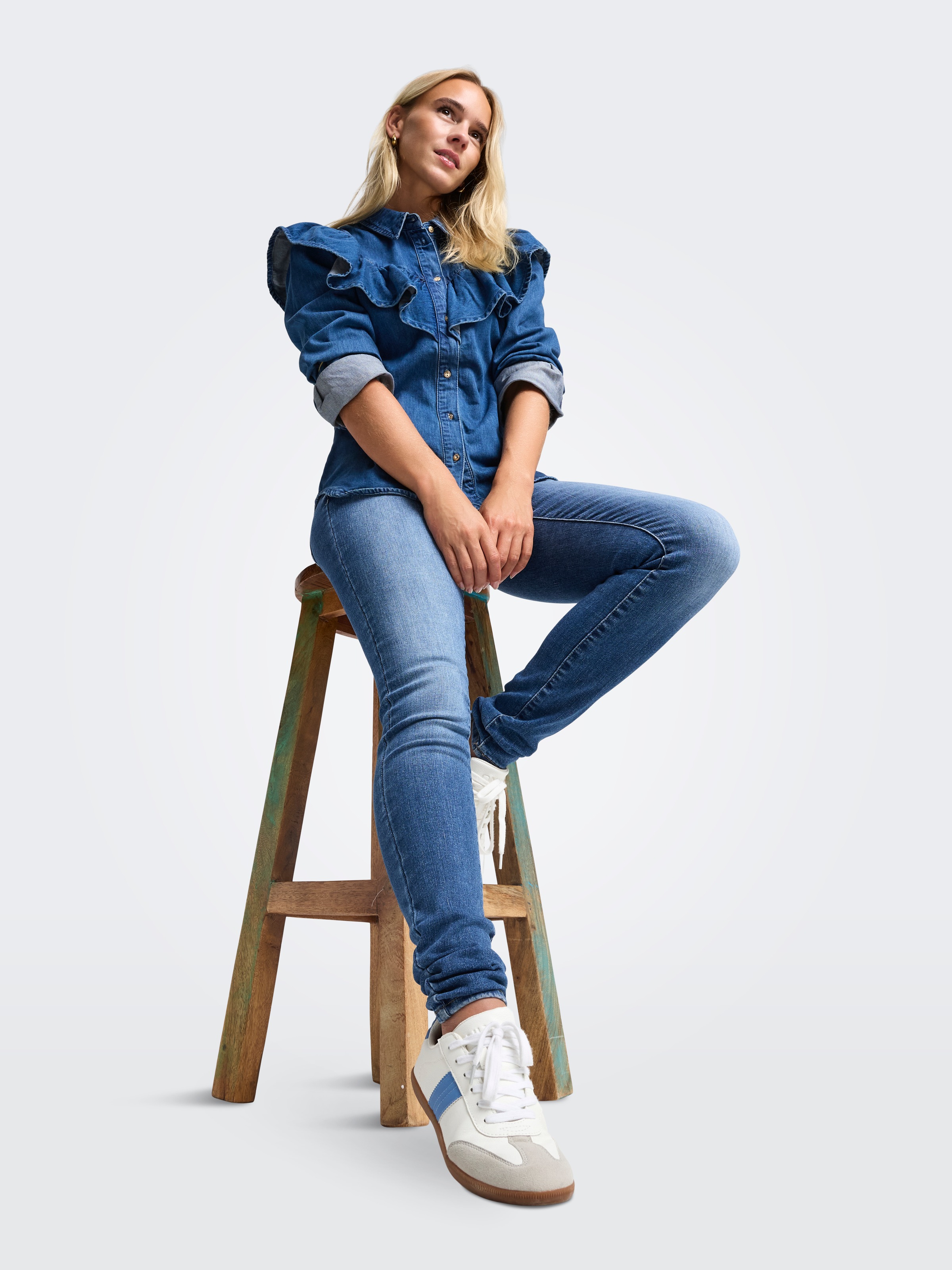 ONLY Skinny-fit-Jeans »ONLBLUSH MID SK DB WAIST DNM TAI BOX X«