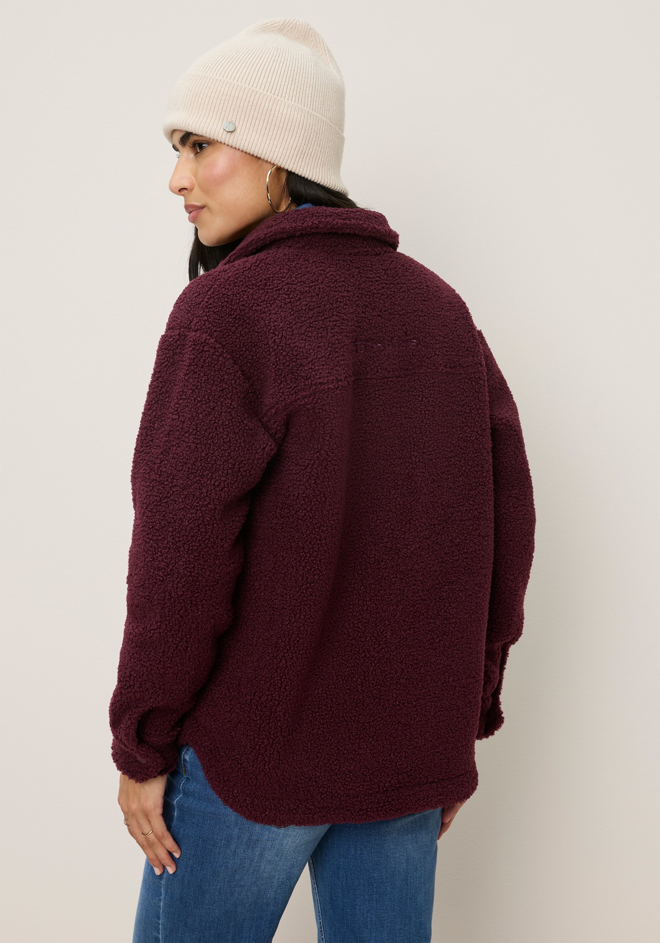 Tamaris Fleecejacke aus Teddy Fleece Jacke mit Hemdkragen und Druckknöpfen